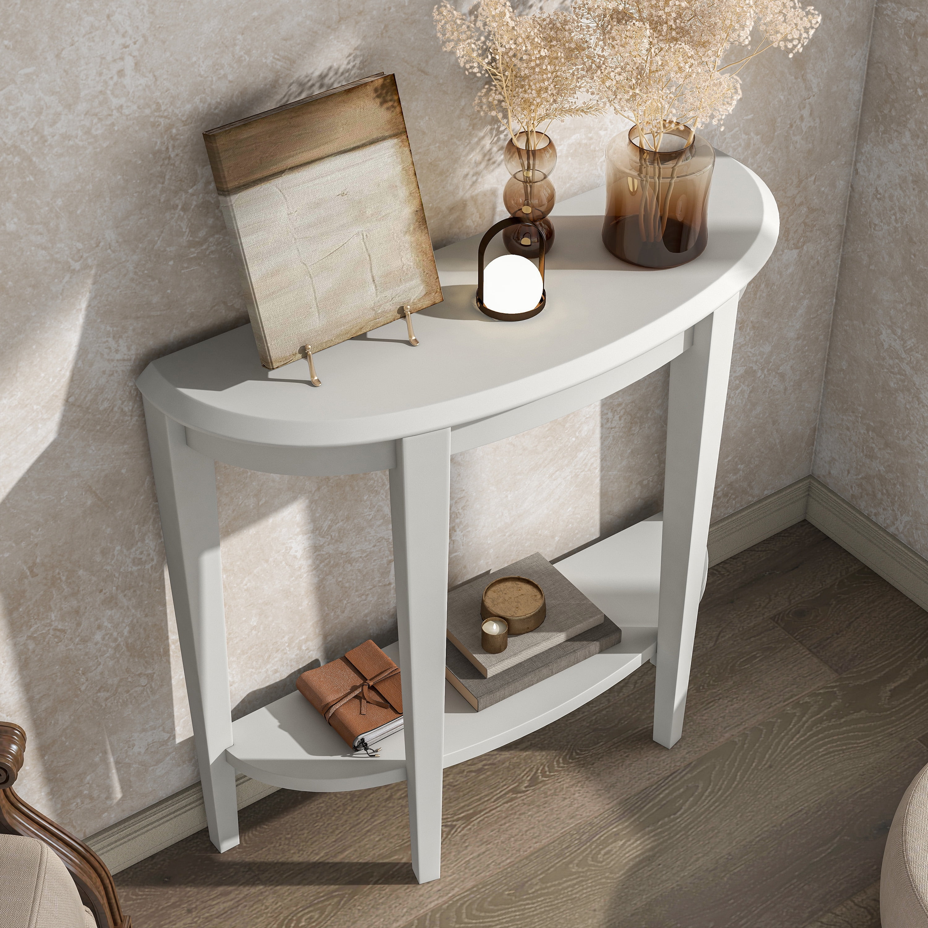 Furniture of America Lune 1-Shelf Wood White Pure Hallway Console Table - Image 10