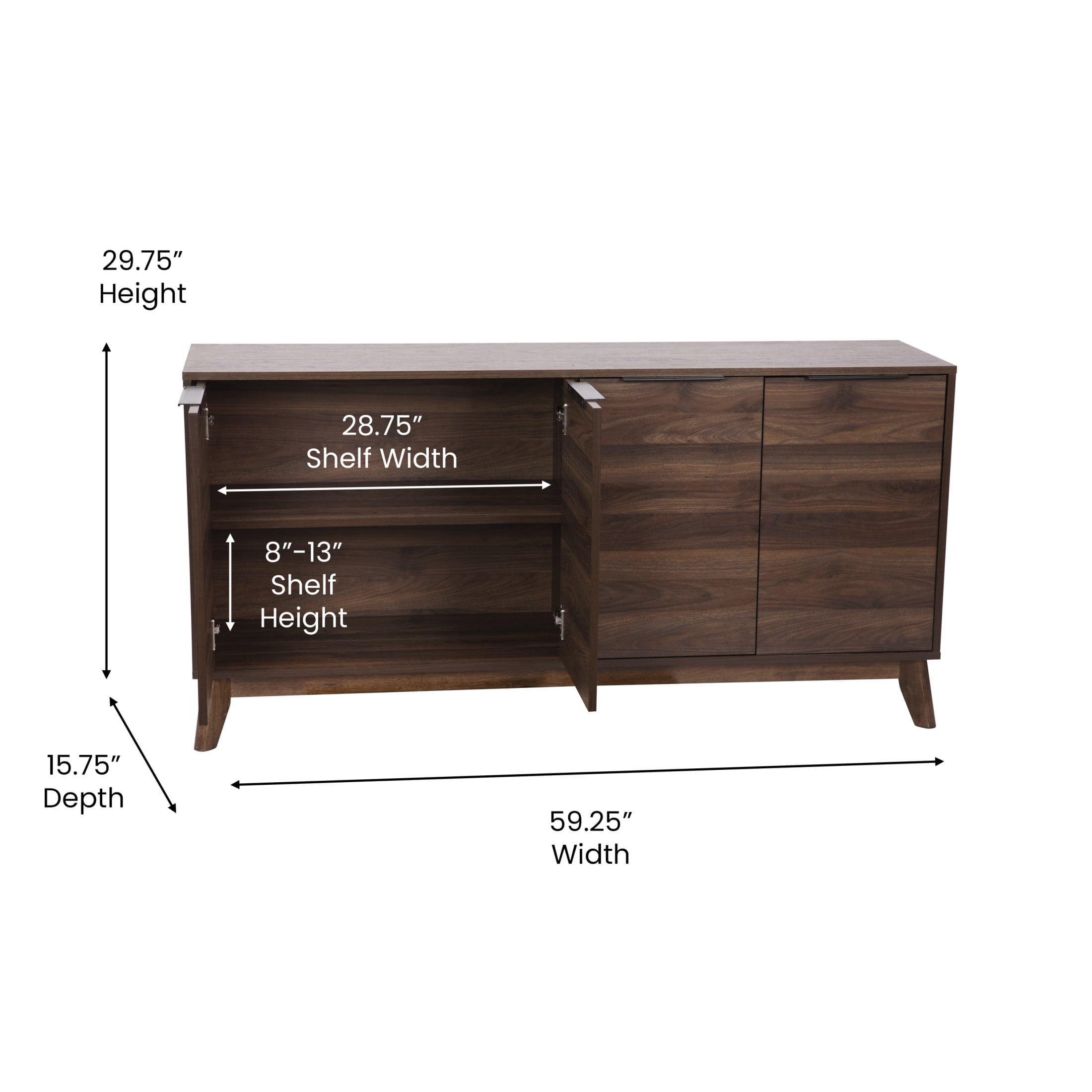Flash Furniture Hatfield Mid-Century Modern Wooden TV Stand for up to 64" TVs, Dark Walnut - Image 10