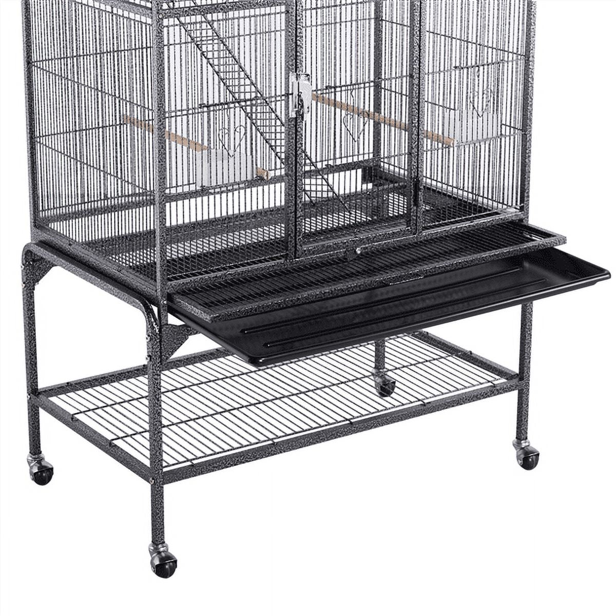 Renwick 69" H Extra Large Rolling Bird Cage with Detachable Stand, Black - Image 8