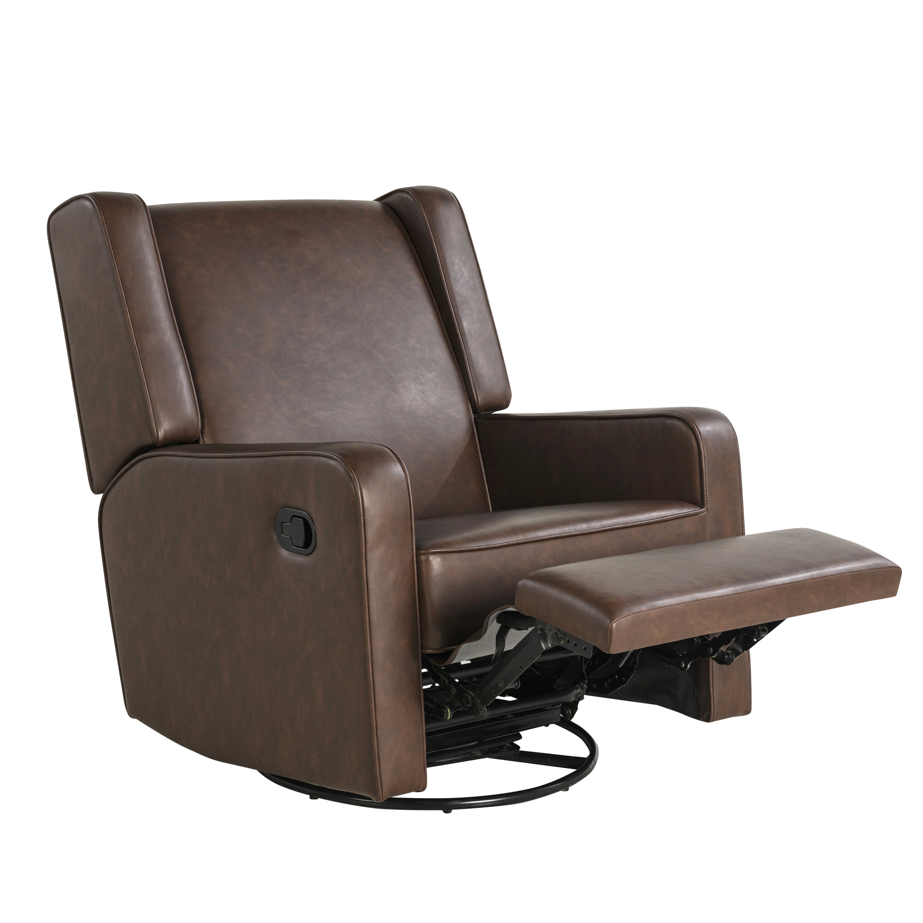 Relax A Lounger Easton Modern Swivel Recliner, Brown Faux Leather - Image 9
