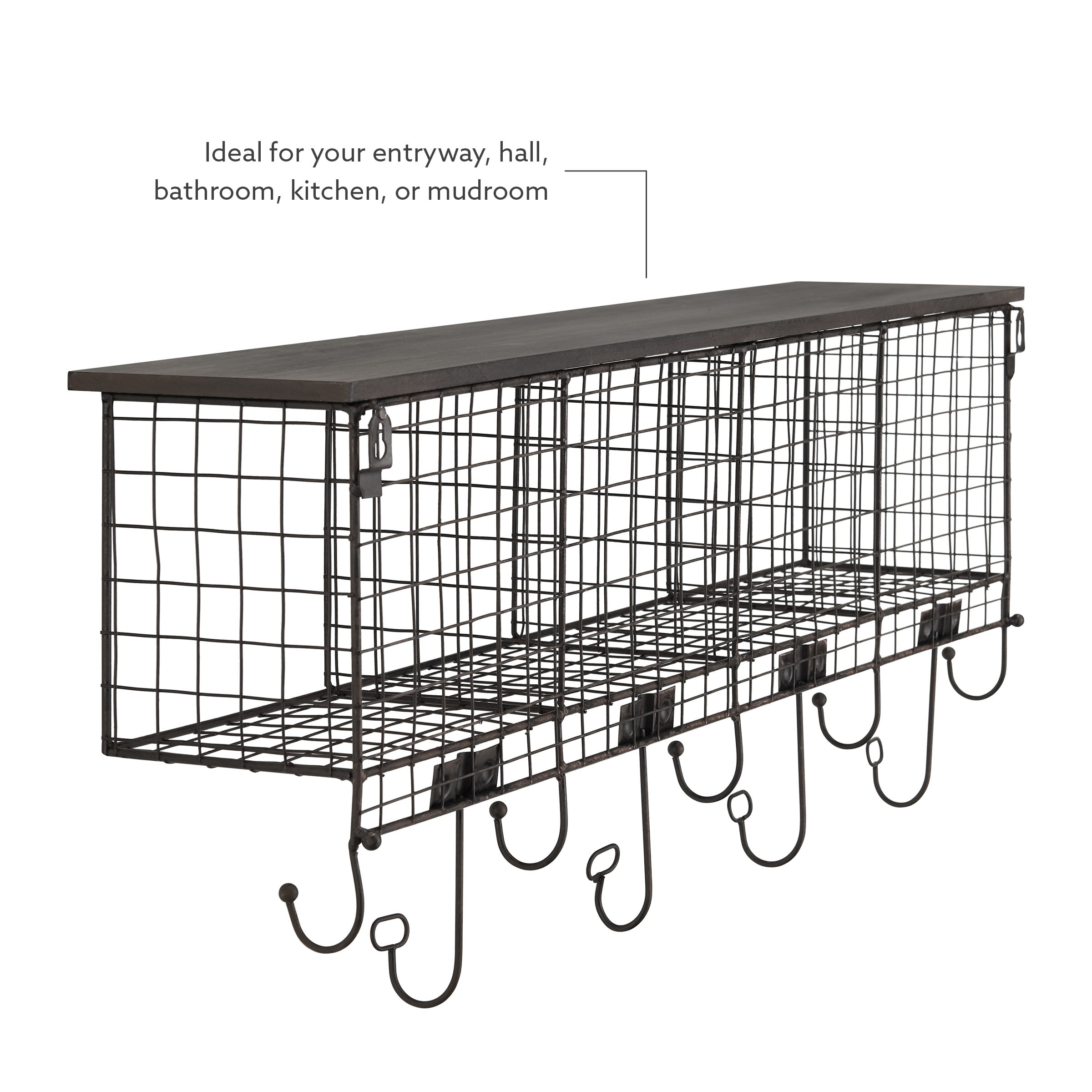 Linon 4-Cubby Floating Wall Shelf, Black - Image 12