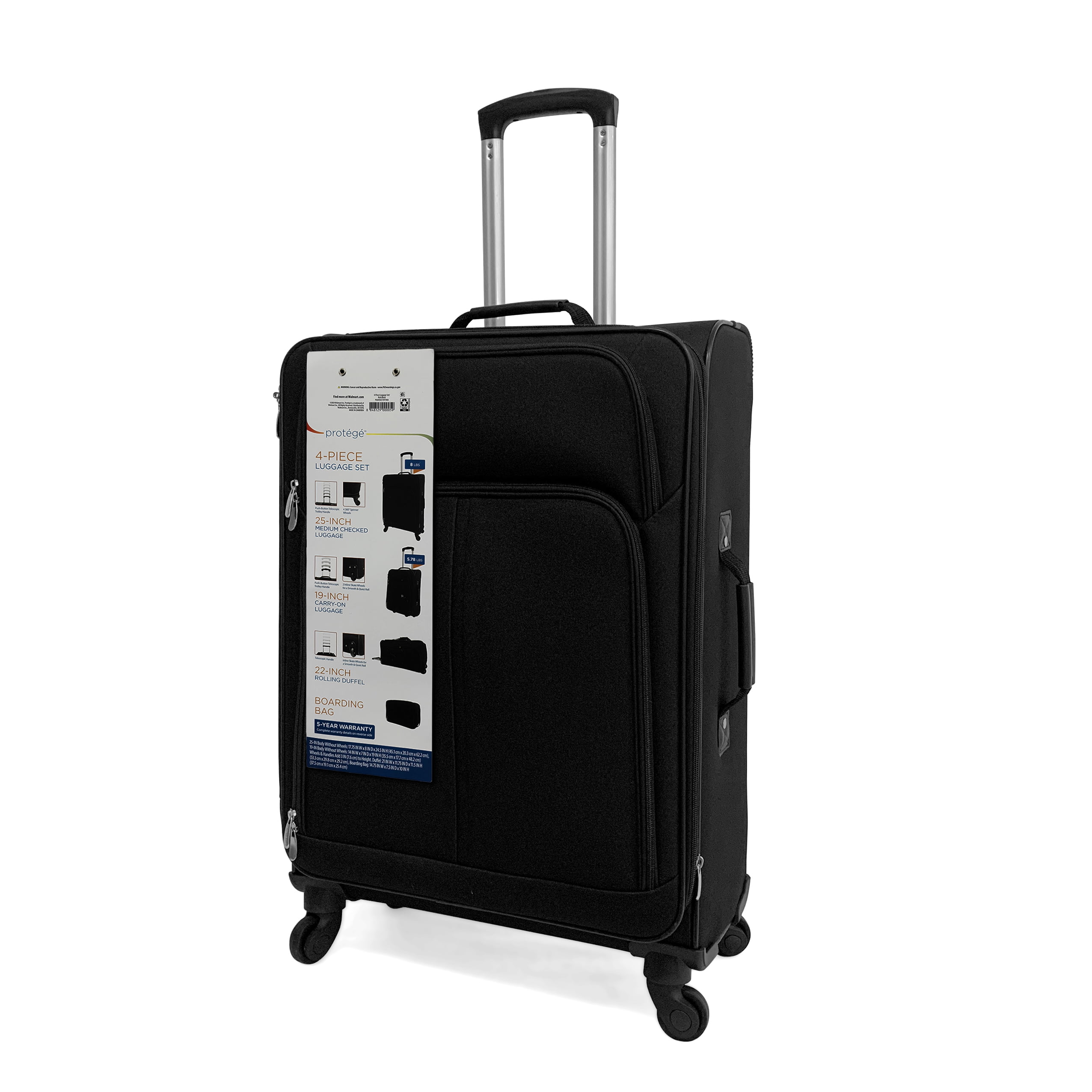 Protege 4-Piece Softside Luggage Set, Black - Image 7