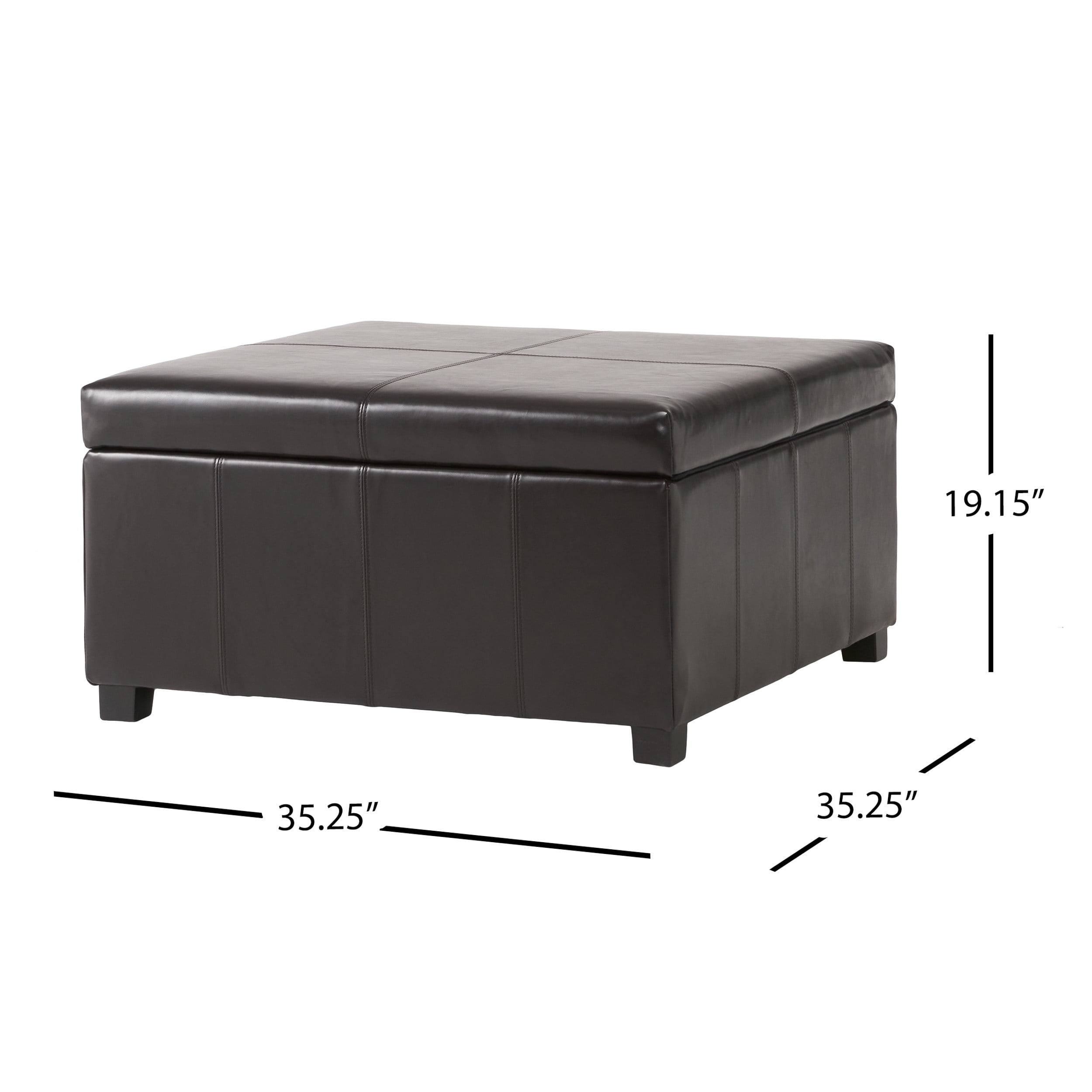 Noble House Abigail Indoor Espresso Bonded Leather Square Storage Ottoman - Image 11
