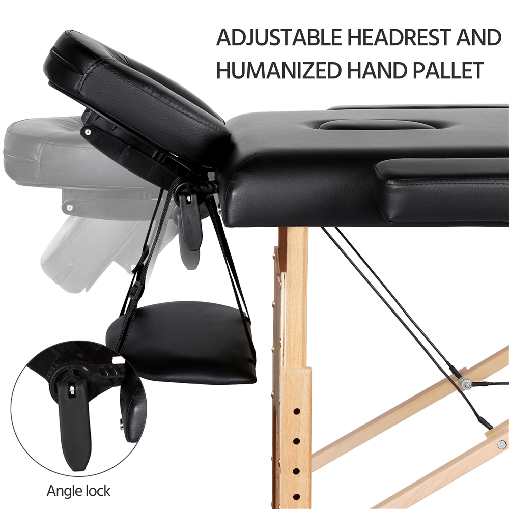 Alden Design 2-Fold Portable Massage Table with Carry Case Bag for Spa Treatments, Black - Image 12