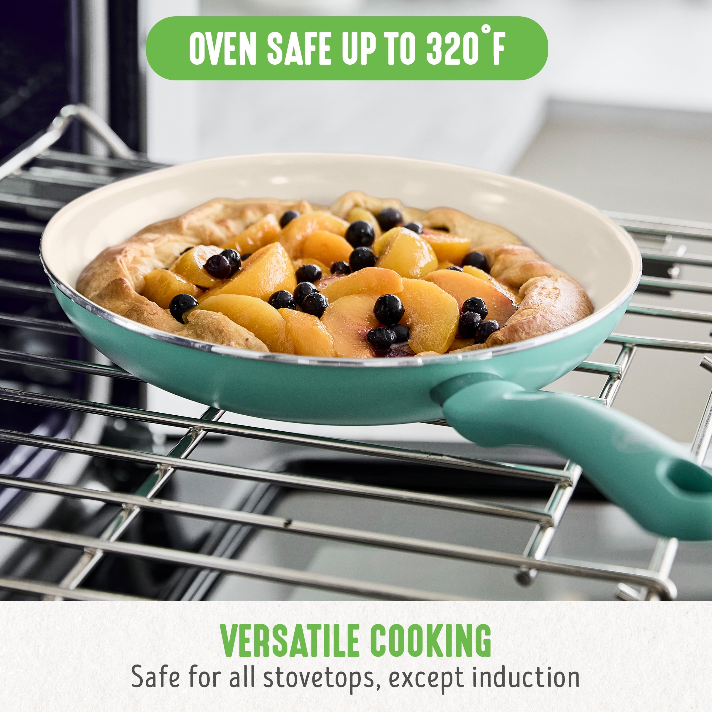 GreenLife 18-Piece Ceramic Nonstick Cookware Set, Dishwasher Safe, Soft Grip Handles, Turquoise - Image 6