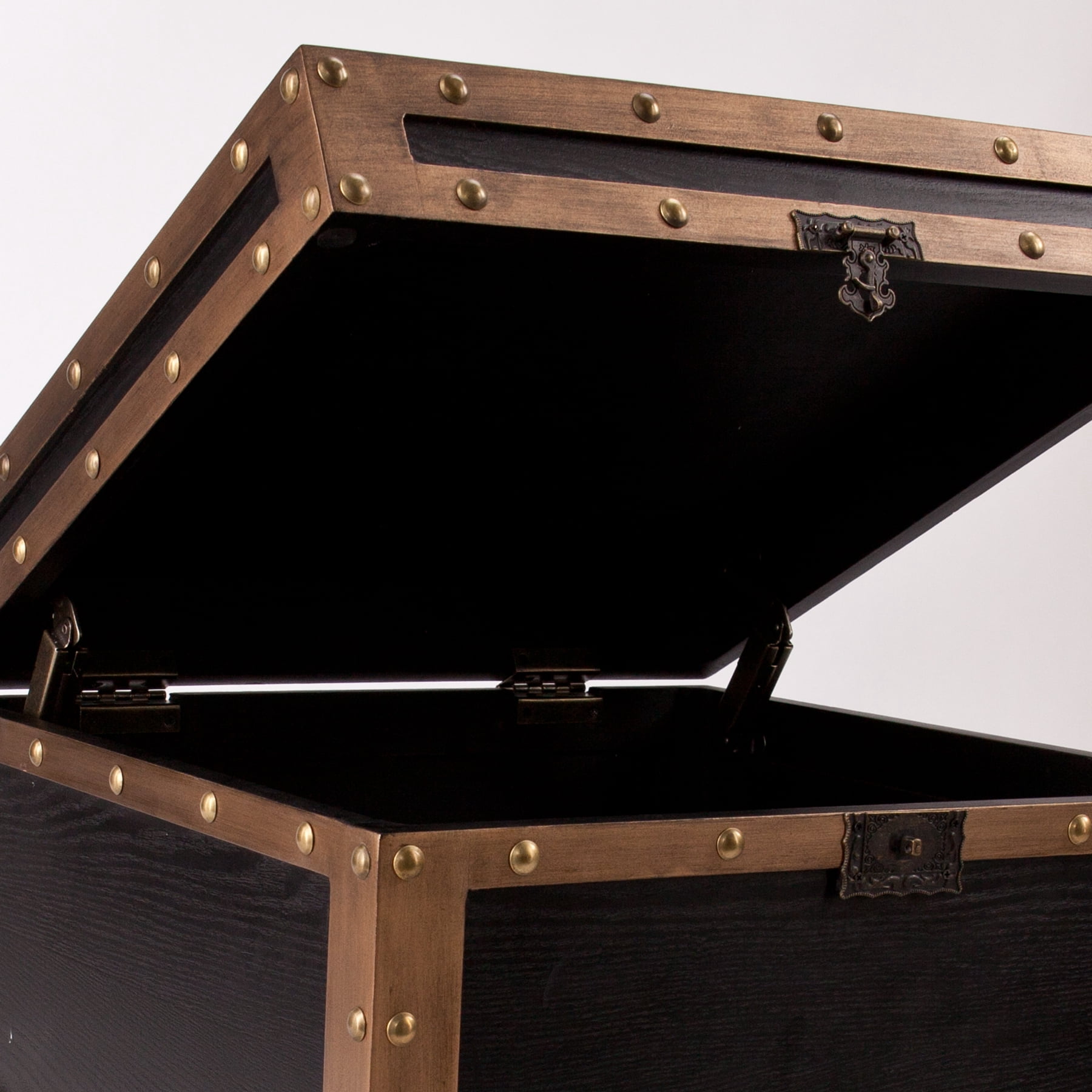 Charles Vintage Travel Trunk End Table, Black and Bronze - Image 6