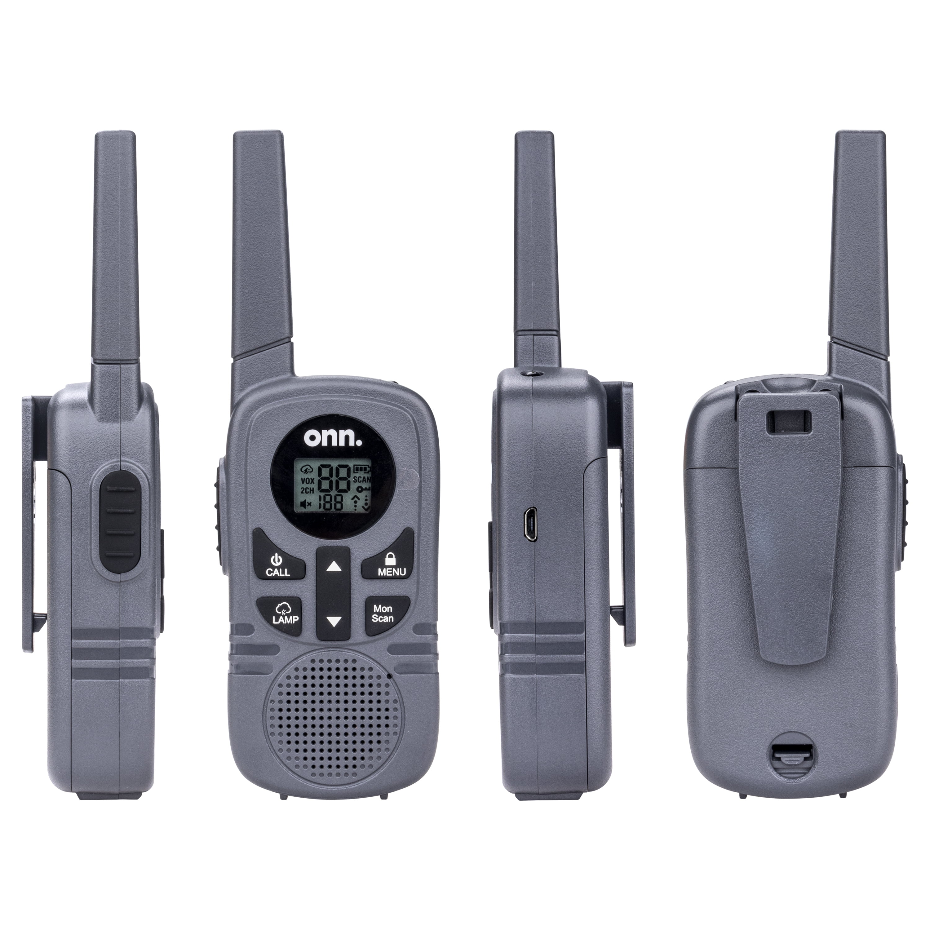 onn 23 Mile Range Walkie Talkies with Two Way Radios, LED Light and 22 FRS Channel Options, 3 Count - Image 9