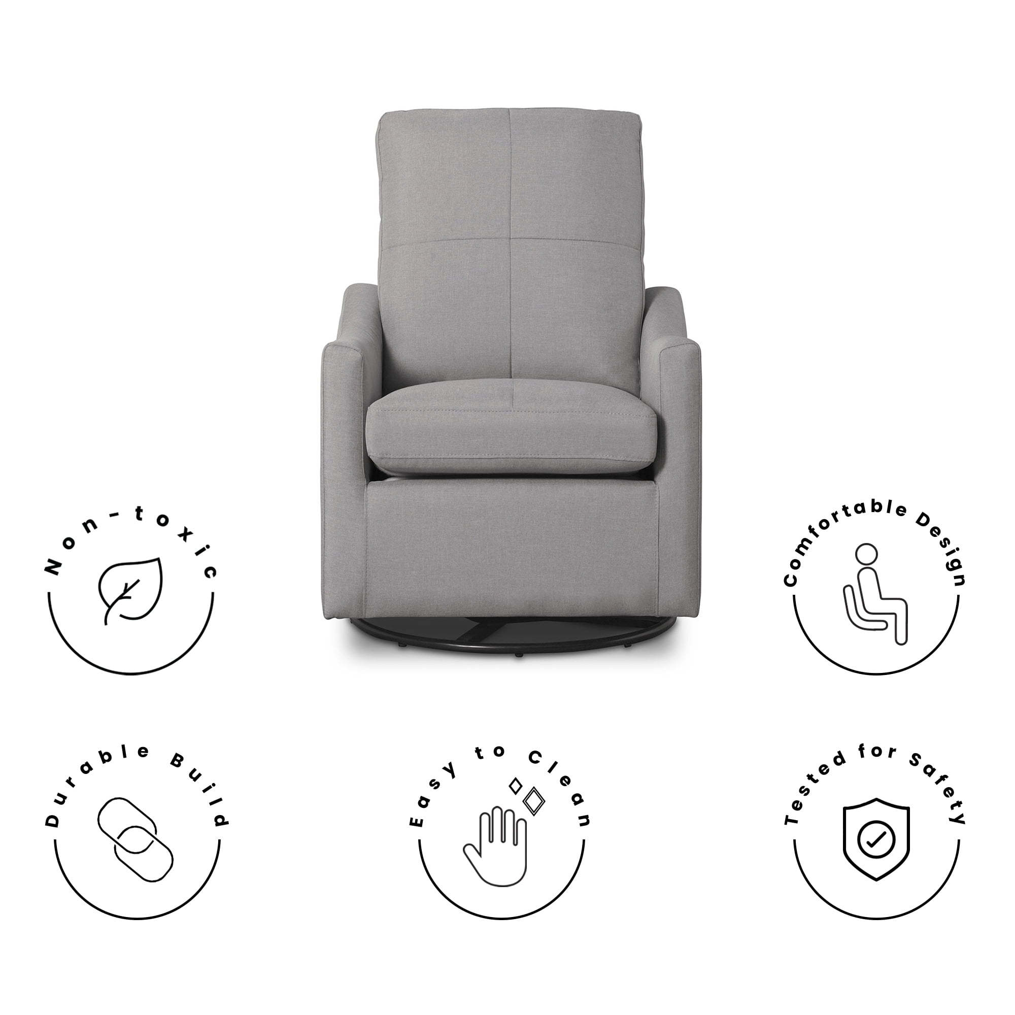 Delta Children Kenwood Slim Nursery Glider Swivel Rocker Chair, French Grey - Image 13