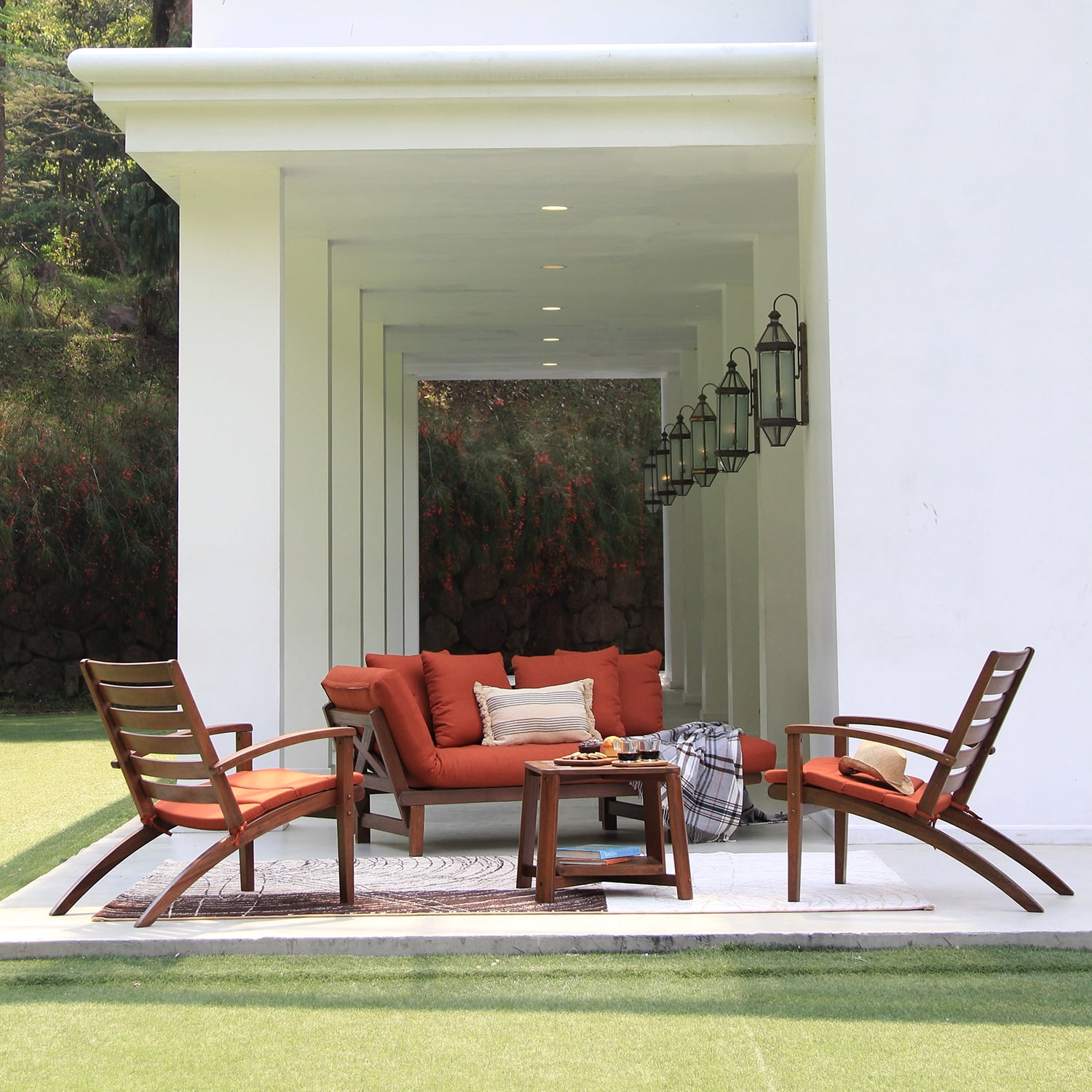 Westlake 3 Piece Outdoor Chat Set with Brick Cushion - Image 2