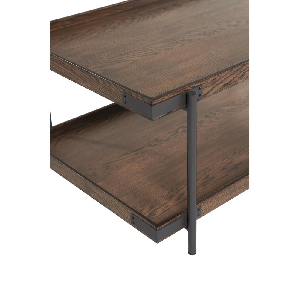 Alaterre Furniture Kyra 27" Oak and Metal Side Table with Shelf - Image 7