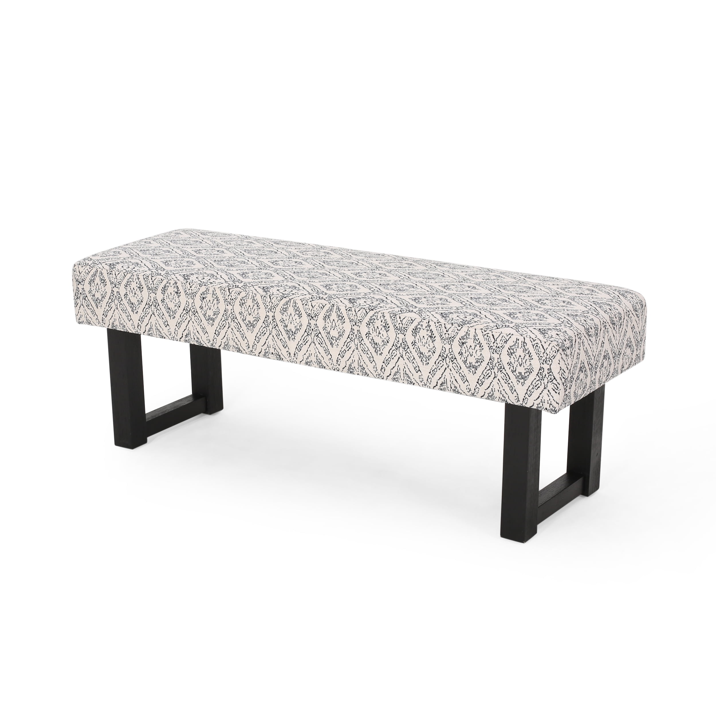 Noble House Kamaiya Boho Fabric Bench, Black Print - Image 2