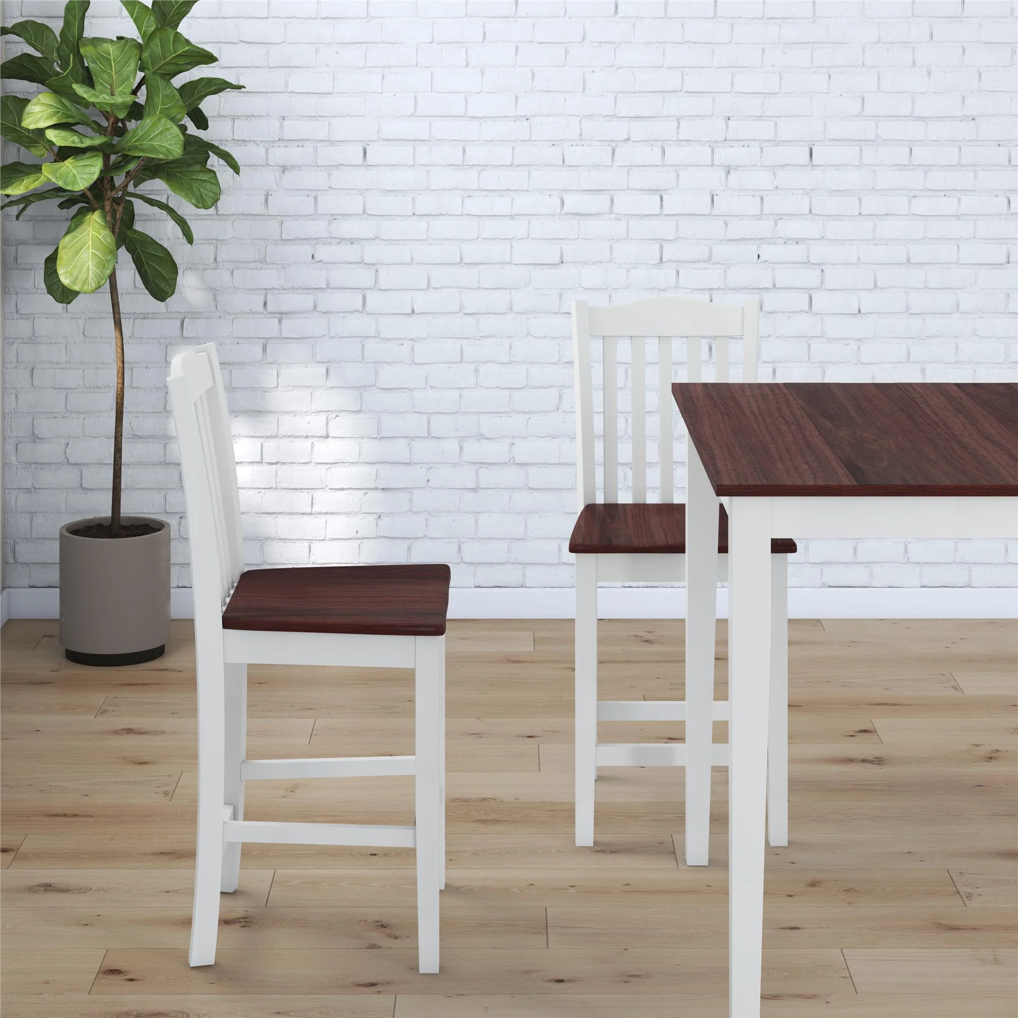 DHP Shiloh 3-Piece Counter Height Dining Set, Rustic Mahogany/White - Image 6