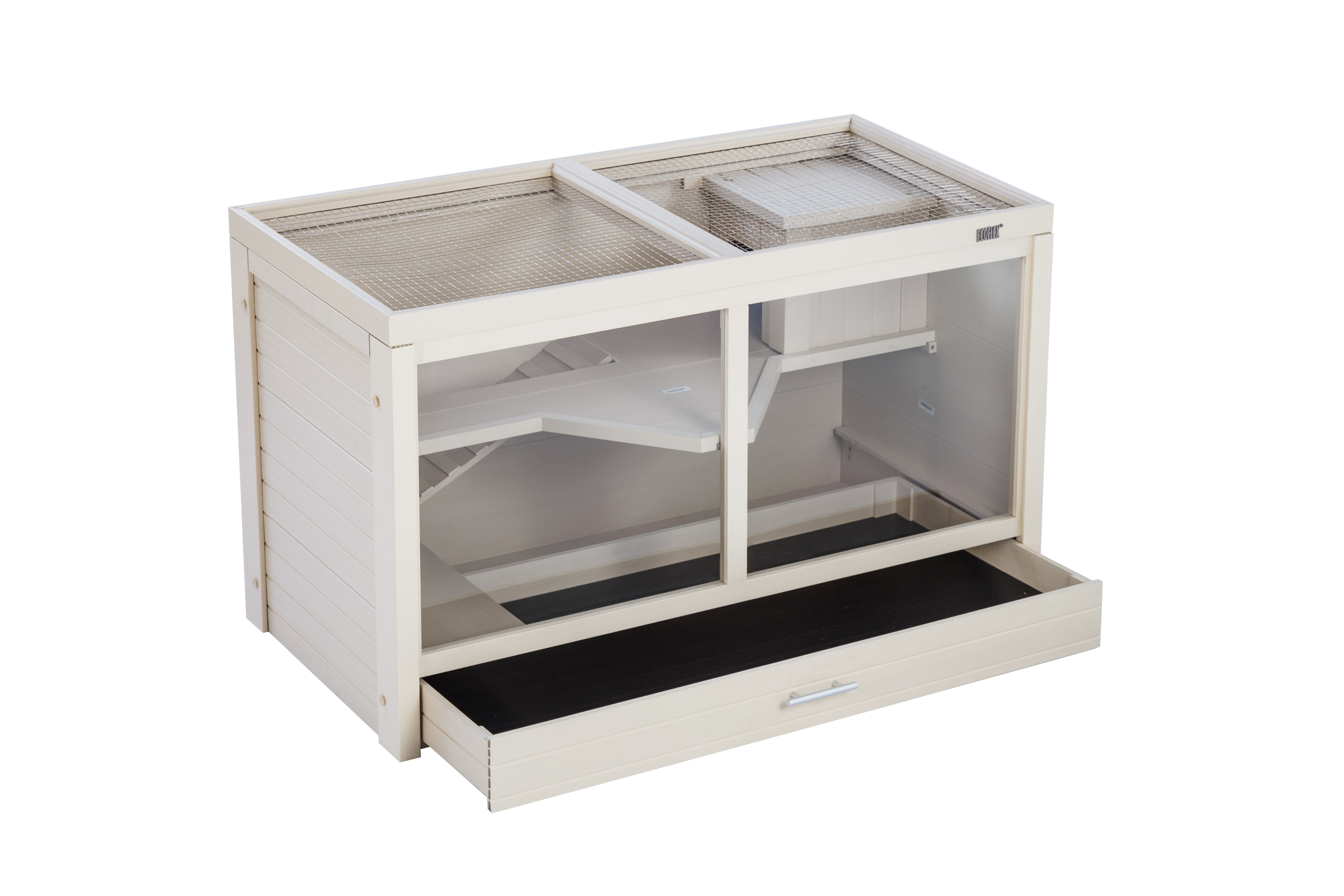 New Age Pet® ECOFLEX® Park Avenue Indoor Rabbit Hutch, Durable Wood Plastic Composite, Scratch Resistant Polycarbonate Panel, Stainless Steel Mesh Lid, Easy Assembly, Holds 2 Rabbits, Maple Finish - Image 3