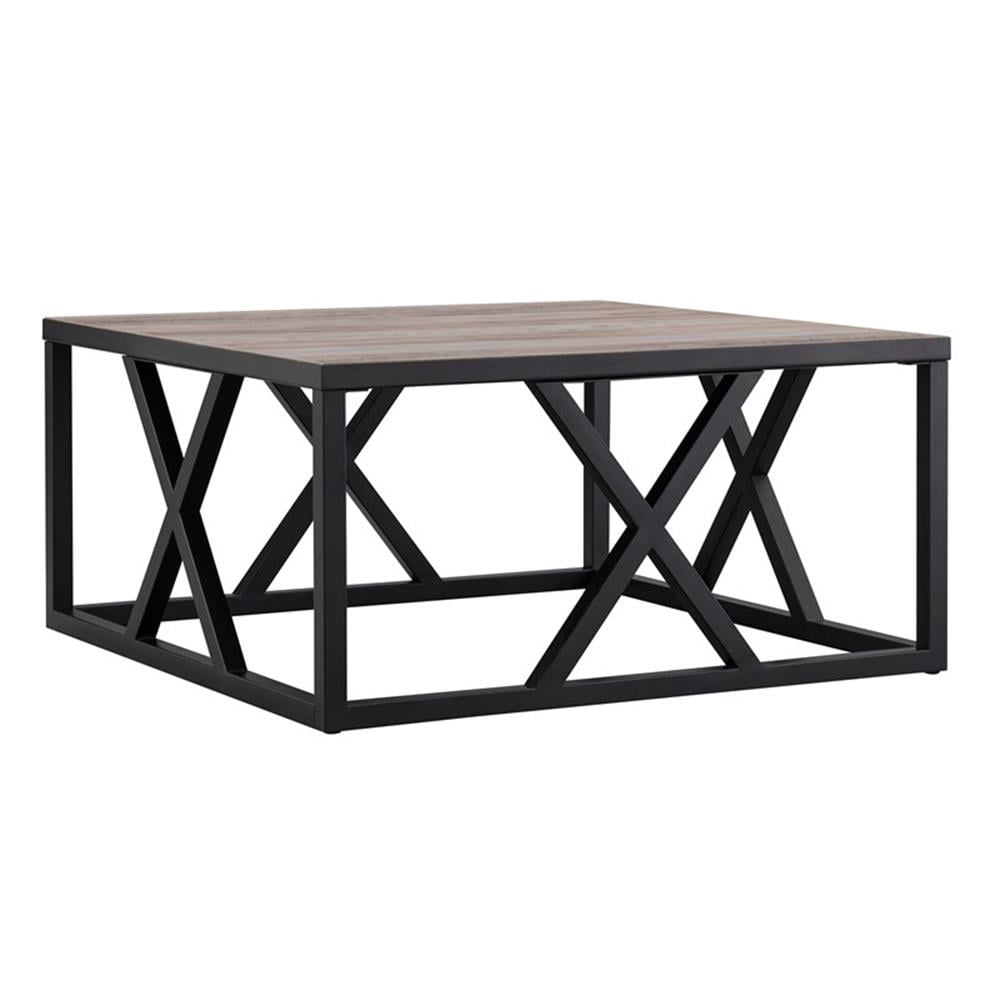Evelyn&Zoe Jedrek 35" Wide Square Coffee Table, Blackened Bronze/Gray Oak - Image 4