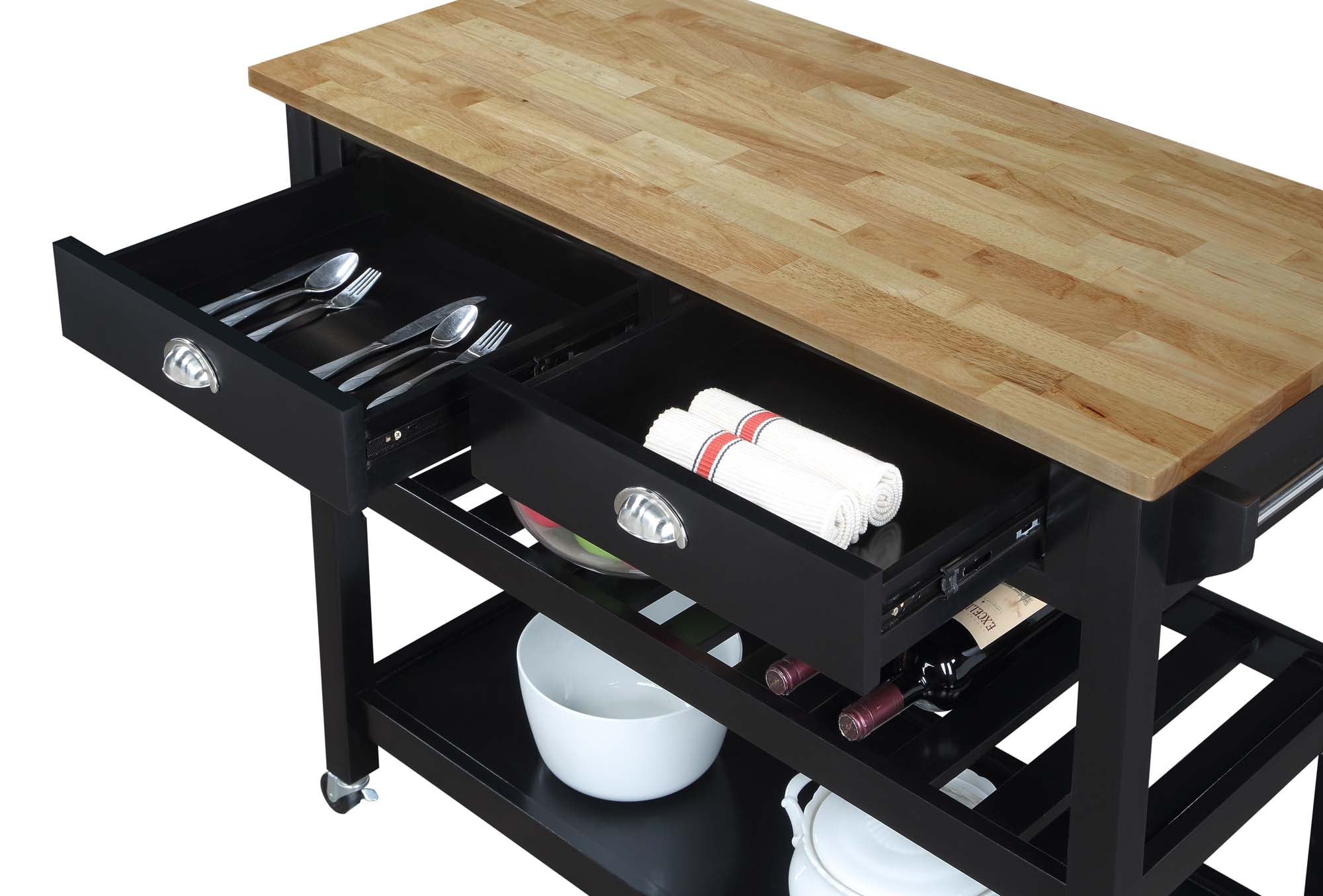 Convenience Concepts American Heritage 3 Tier Butcher Block Kitchen Cart with Drawers, Multiple Finishes - Image 5