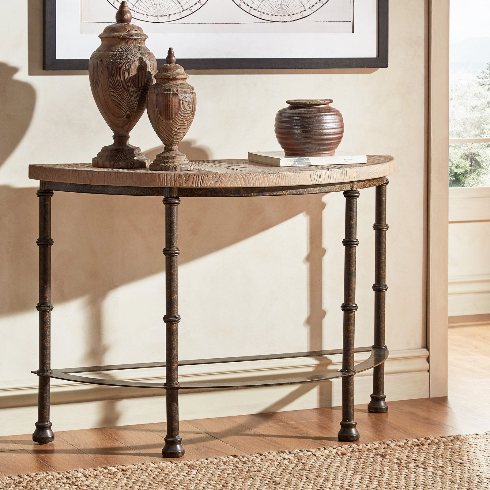 Weston Home Raine Half Circle Industrial Console Table, Antique finish - Image 3