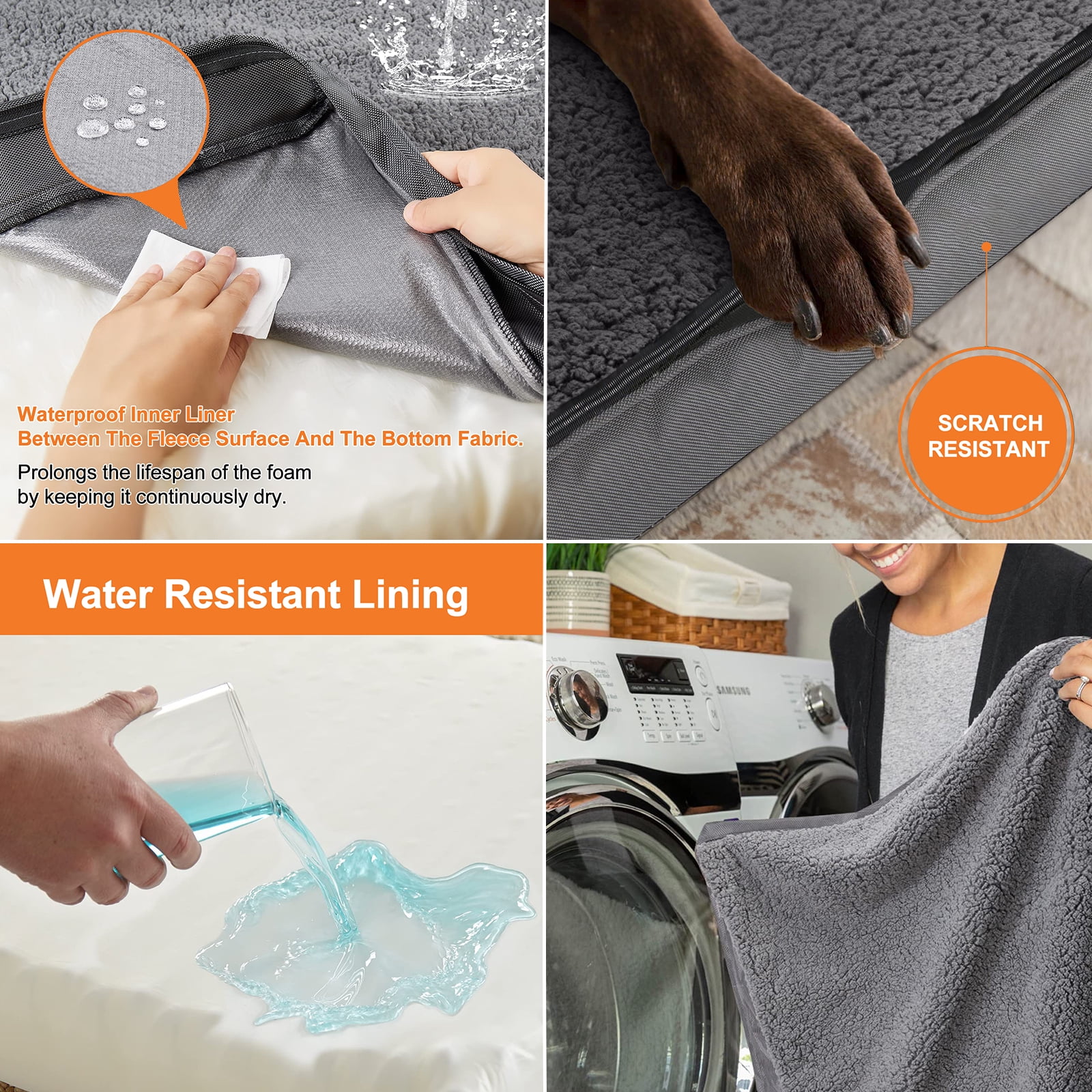 PayUSD Dog Bed for Extra Large Dogs Waterproof Thick Dog Beds Big Orthopedic Dog Beds with Removable Double Layer Washable Cover for Large Dogs Pet Bed Mat Egg-Crate Foam, XL(40"x30"x4"), Gray - Image 7