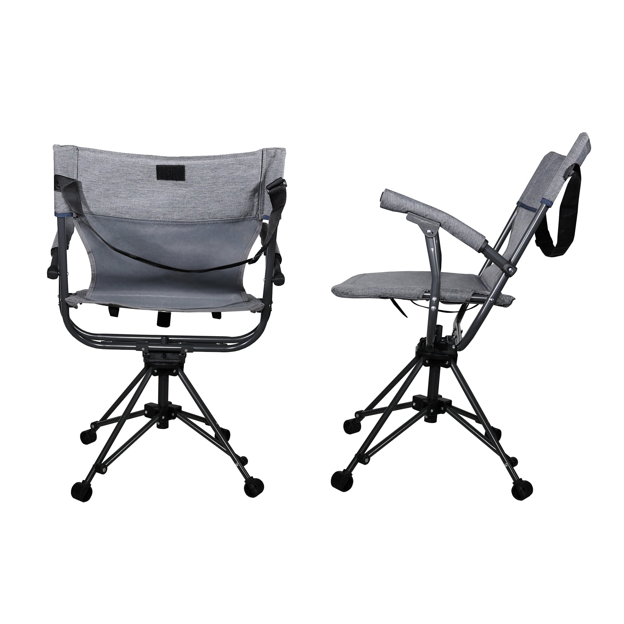 Zenithen Foldable Camping Chair with Armrests, Blue Gray - Image 3