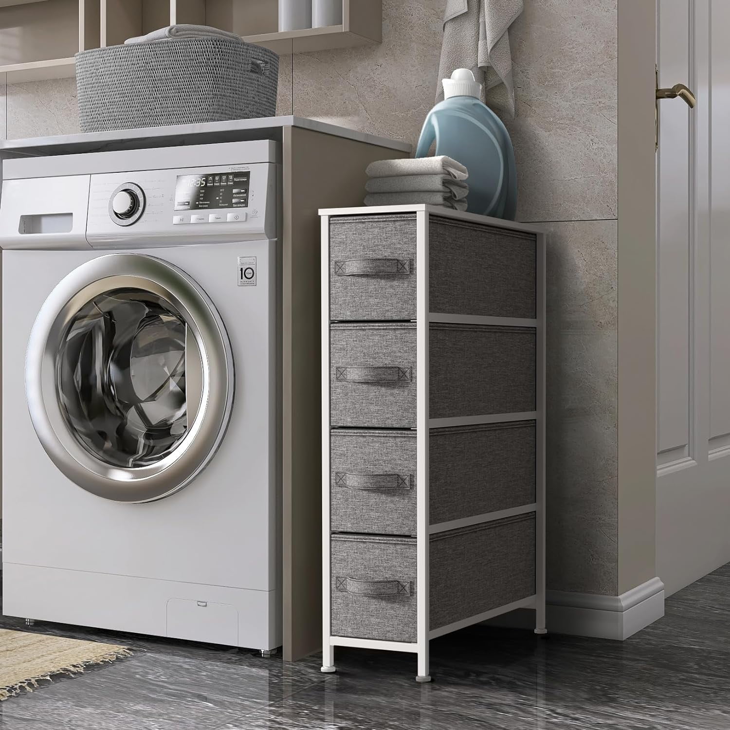 Sorbus Narrow 4-Drawer Dresser: Compact Storage for Children and Adults in Bedrooms, Bathrooms, and Laundry (White) - Image 3