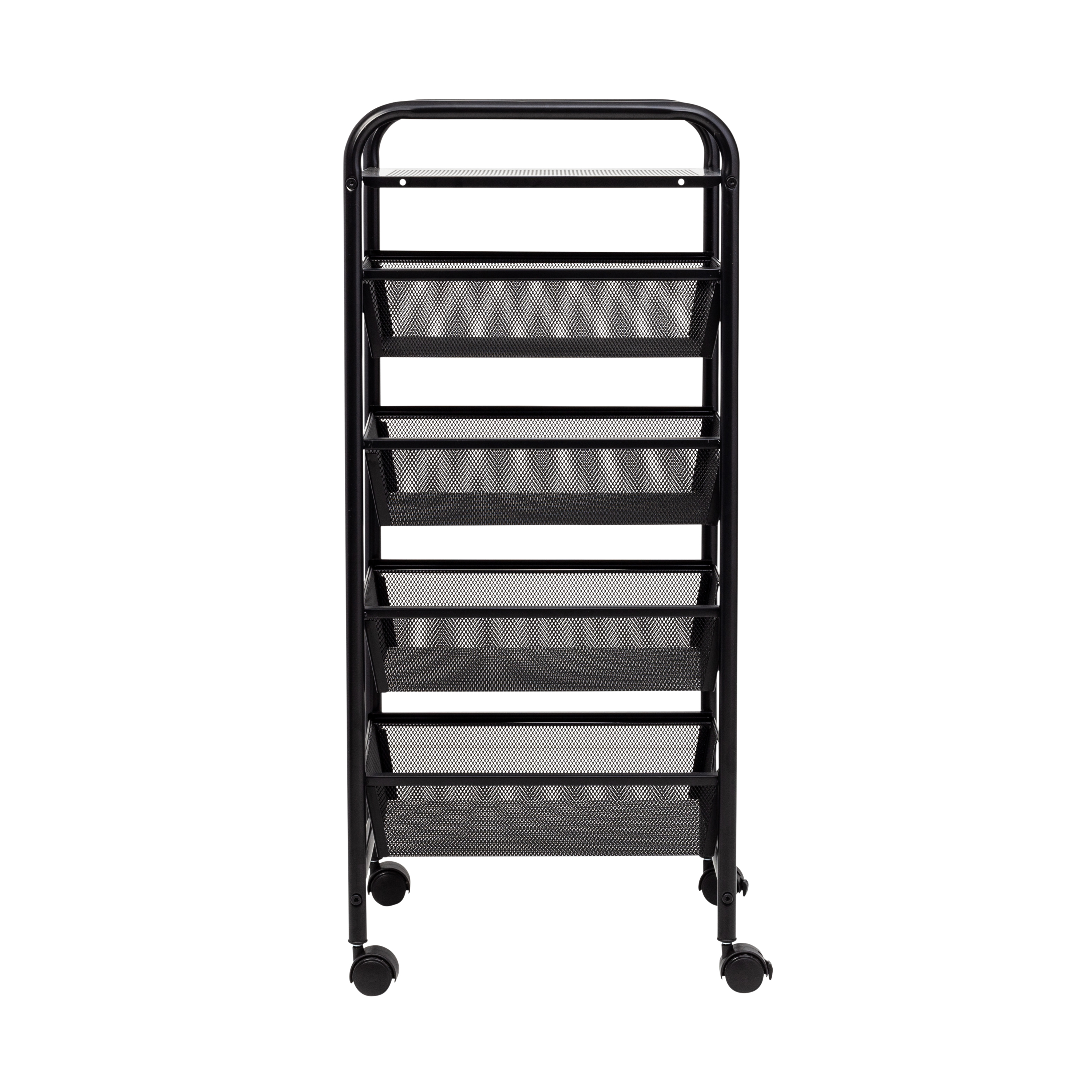 Honey-Can-Do 5-Tier Metal Rolling Storage Cart with Lockable Wheels, Black - Image 9