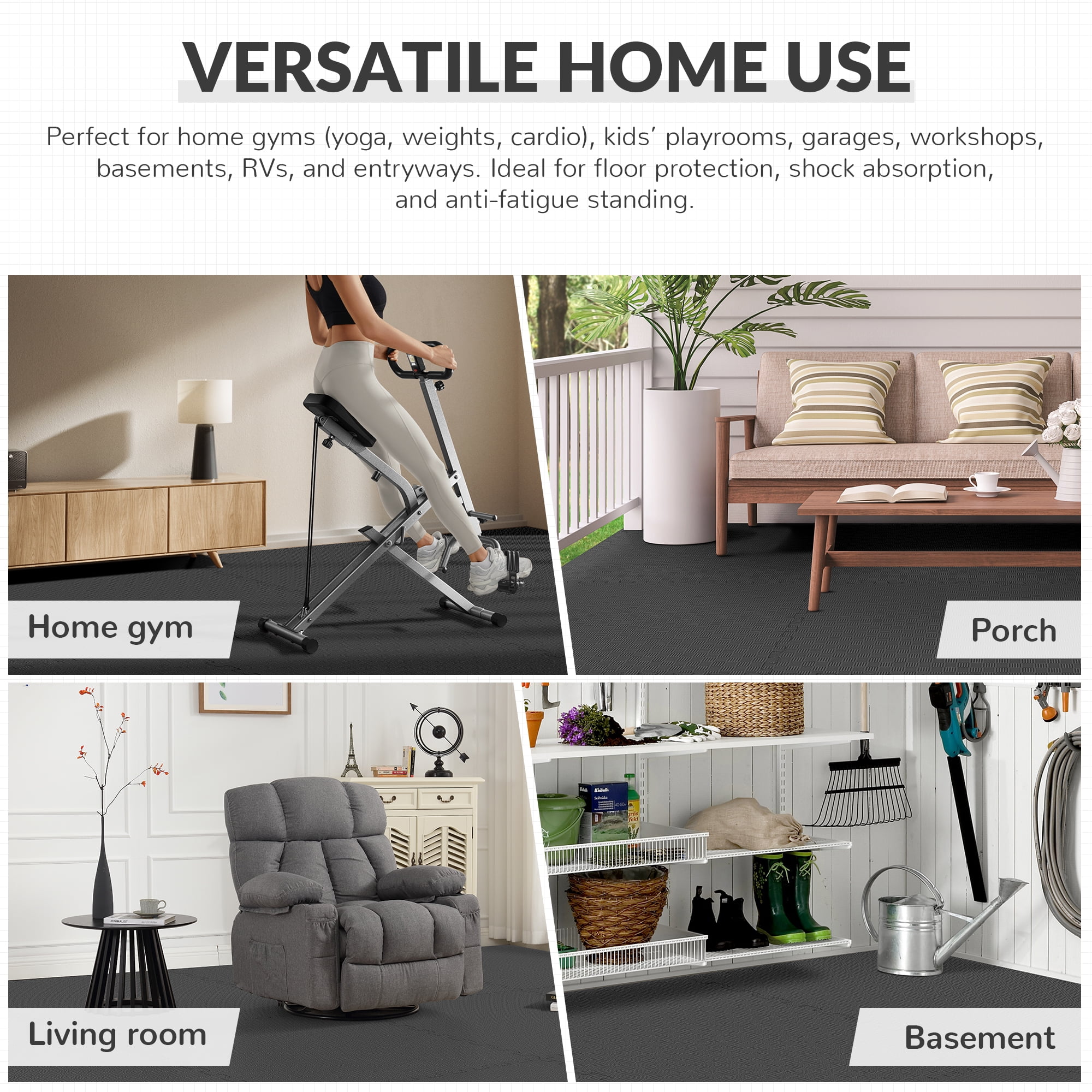 BalanceFrom EVA Foam Interlocking Floor Tiles, 63 × 63 cm, 1/2" 3/4" or 1" Thick, Anti-Slip Textured Mats in Multiple Colors, 6/12/24/36 Pack for Home Gym and Play Areas - Image 5