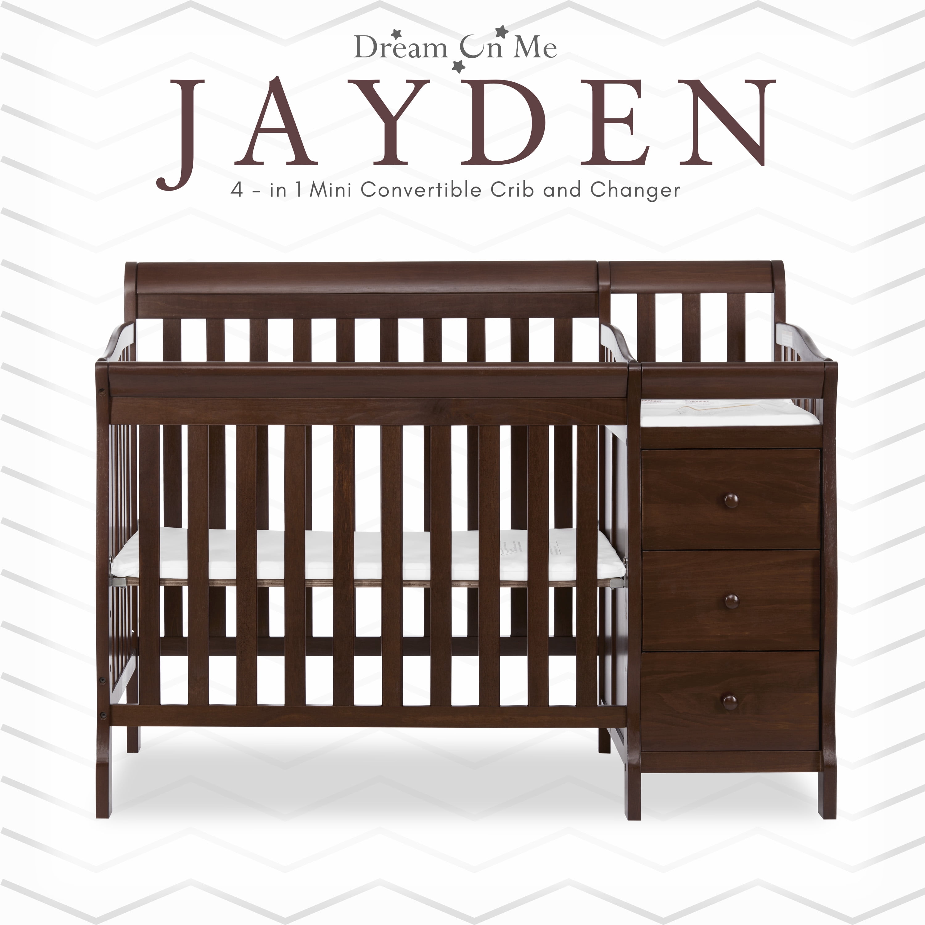 Dream On Me Jayden 4-in-1 Convertible Crib with Changer Espresso - Image 9