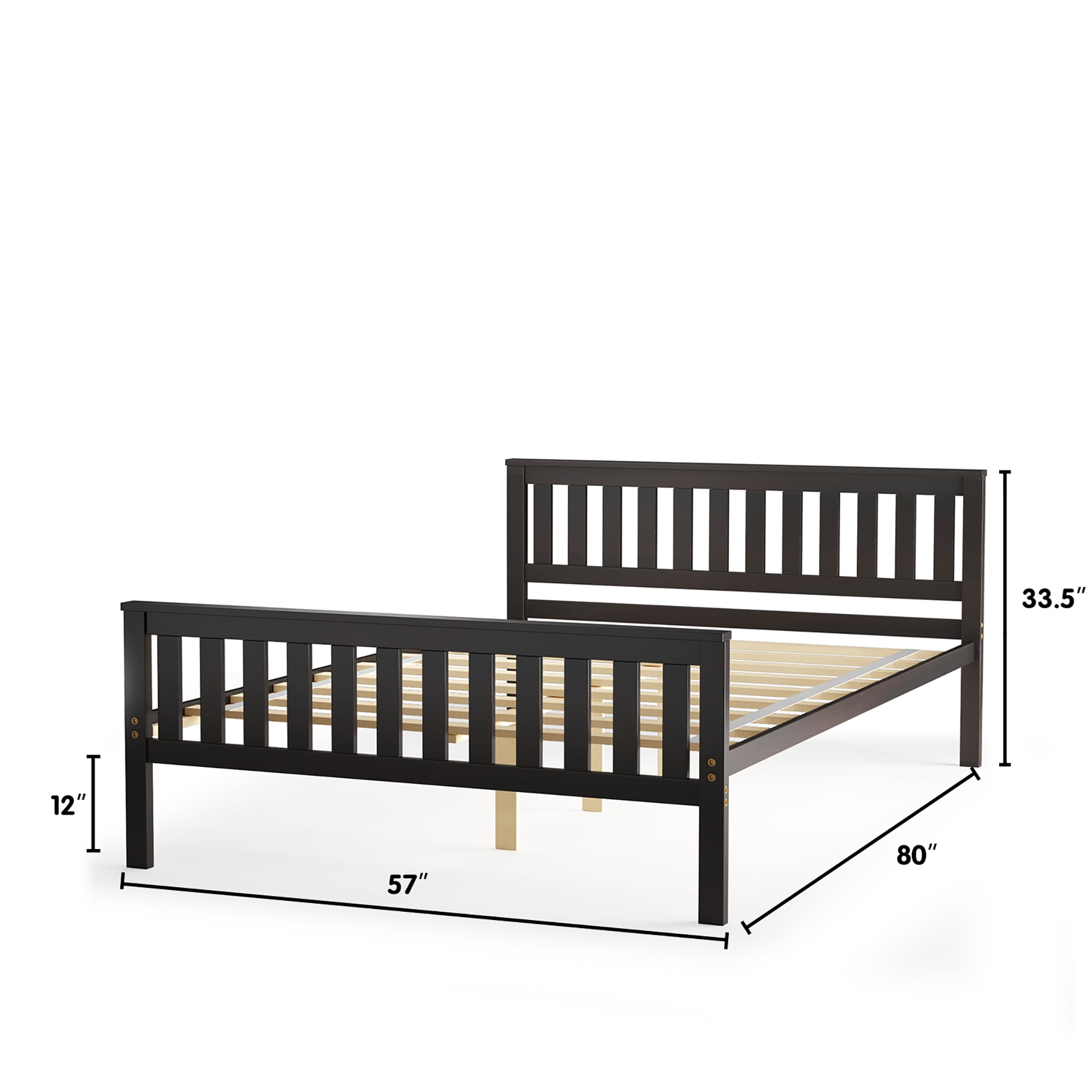 Costway Full Wood Platform Bed with Headboard and Footboard Mattress Foundation - Image 9