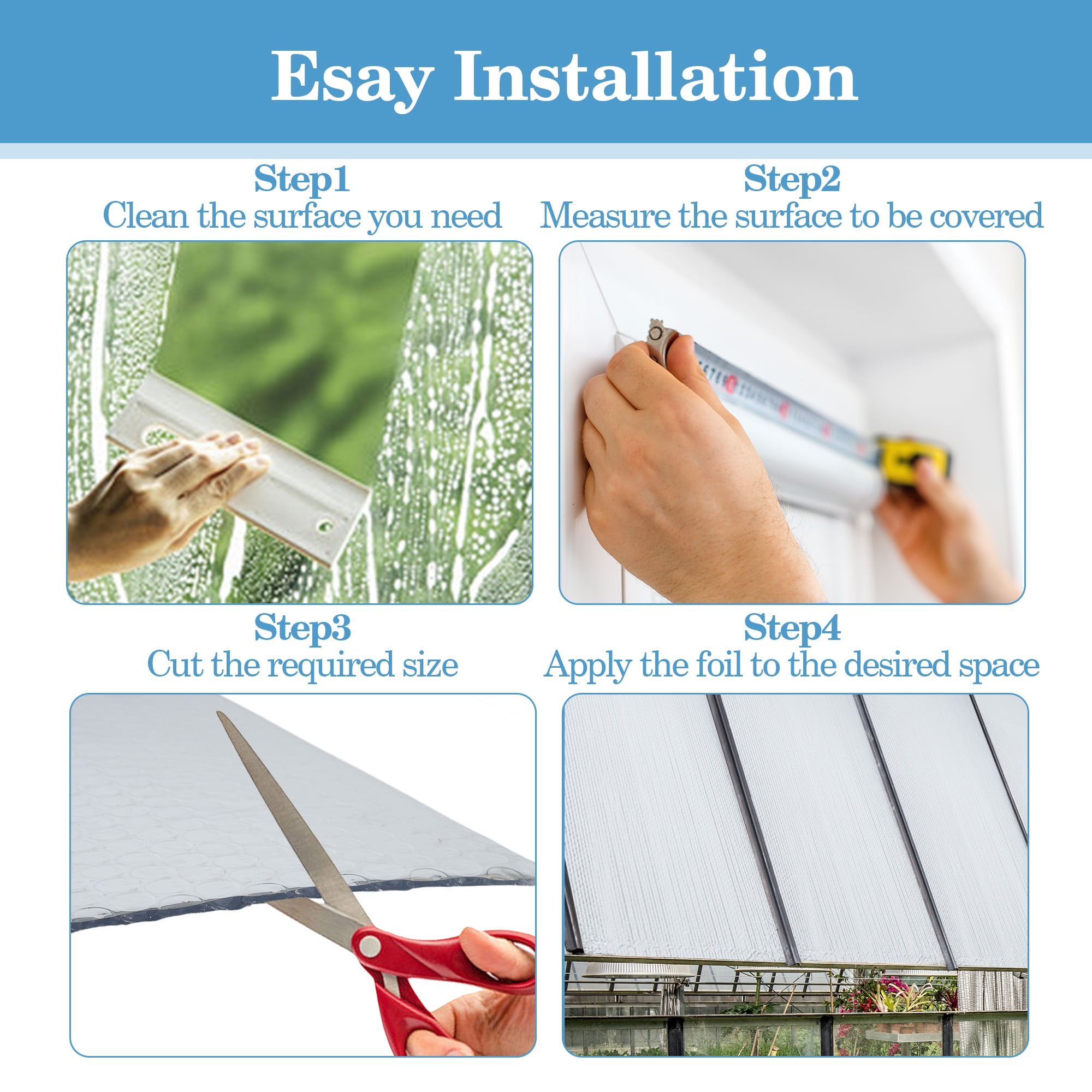 Petoto Double Bubble Reflective Insulation Roll, 47 in X 65.6 Ft (258sqft), Aluminum Foil Heat Insulation Roll, Radiant Barrier Thermal Shield for Windows, Garage, RV - Image 7