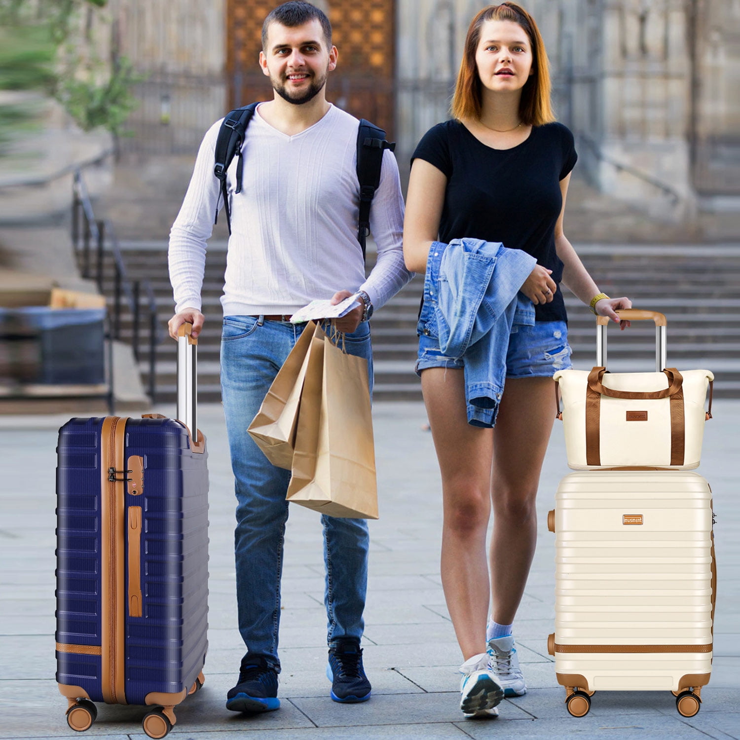 Expandable Suitcase Set Luggage Sets, 20 inch Carry On Luggage with TSA Lock and Double Spinner Wheels,(Ivory White,3 PCS set ) - Image 7