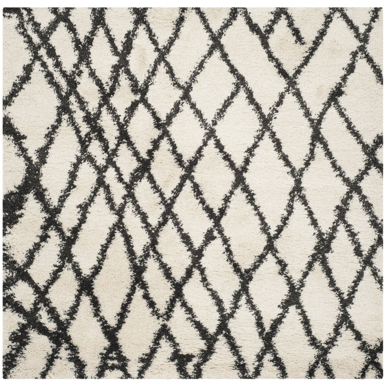 SAFAVIEH Belize Katriona Abstract Plush Shag Area Rug, Ivory/Charcoal, 3' x 5' - Image 3