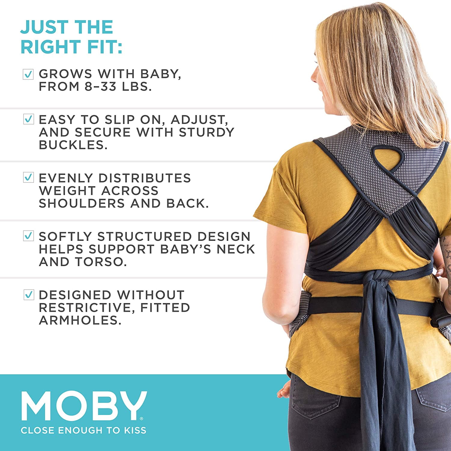 MOBY Cloud Ultra-light Hybrid Baby Carrier for Newborn to Toddler, 33 lbs, Gray - Image 5