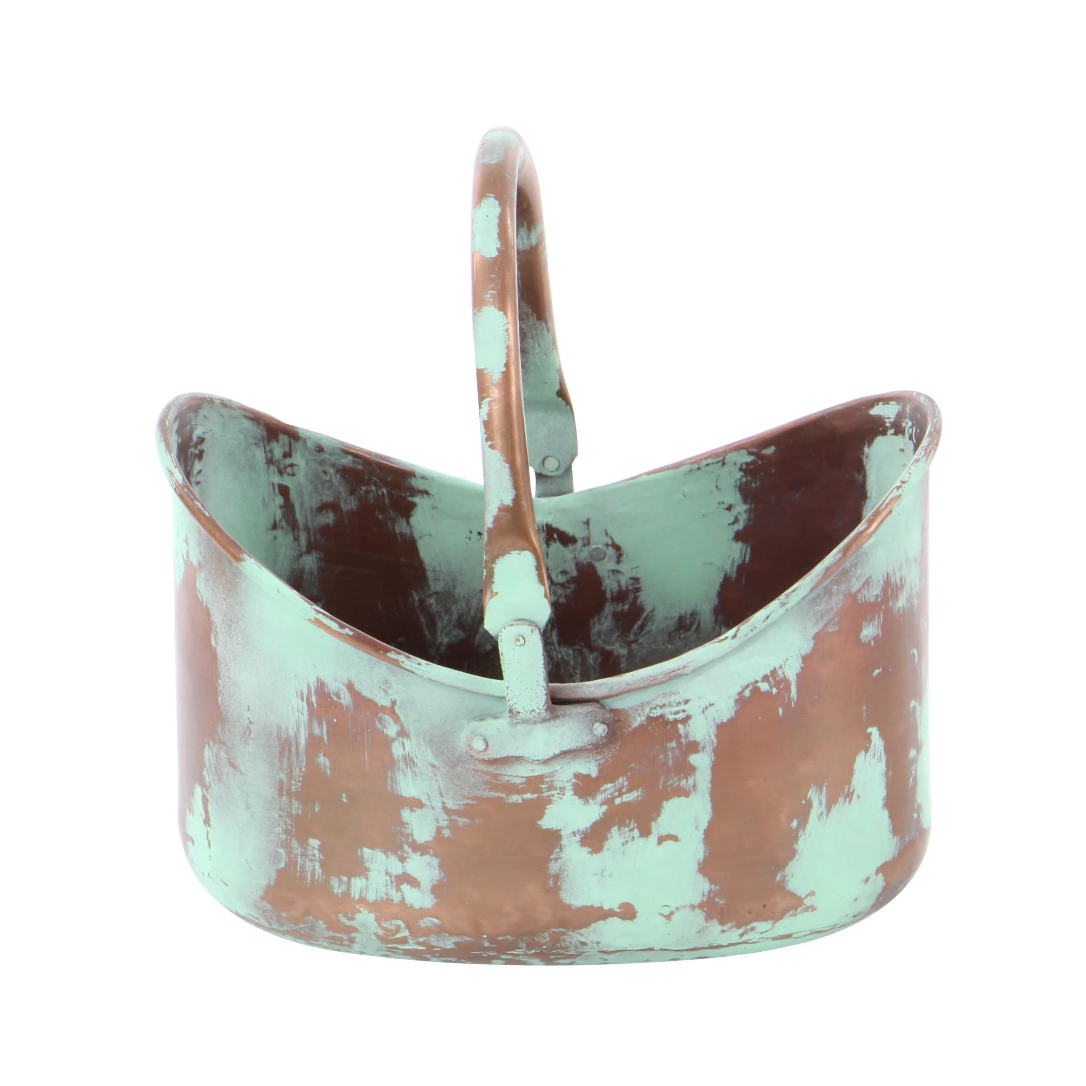 DecMode 15", 13", 11"W Patina Tulip Style Bucket Copper Metal Planter with Stationary Handles (3 Count) - Image 7