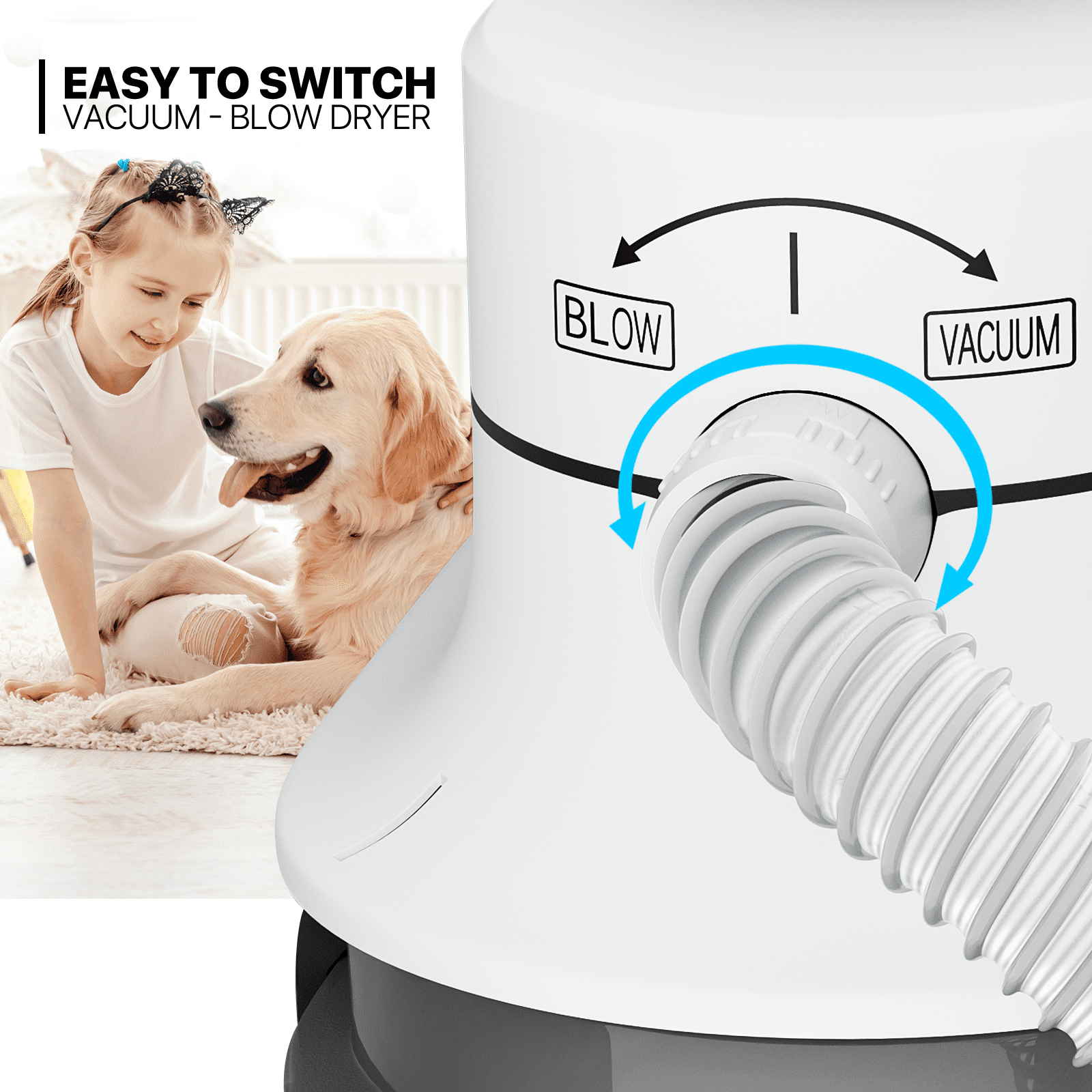 mollie Dog Grooming Kit & Vacuum & Blow Dryer, Pet Grooming Vacuum with 6 Grooming Tools & Trimmer & Guide Combs, Christmas Gift for Dog Cat and Other Animals, Black - Image 3