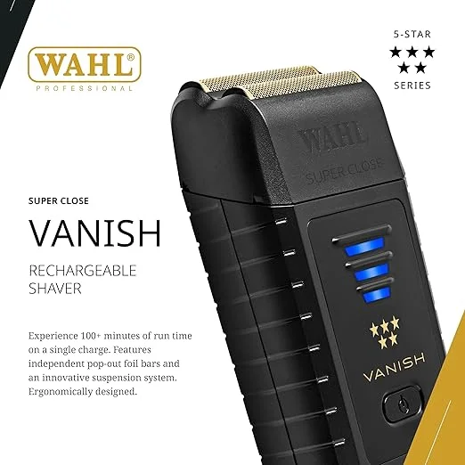 Wahl Professional 5 Star Vanish Shaver, Lithium-Ion Battery, Pop-Out Foil Bars, Ergonomic Design, 100 Minutes Runtime, Lithium-Ion Battery - Image 2
