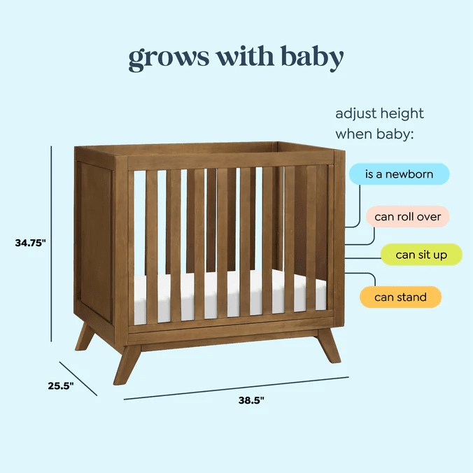 DaVinci Otto 3-in-1 Convertible Mini Crib with 4" Mattress in Walnut - Image 6