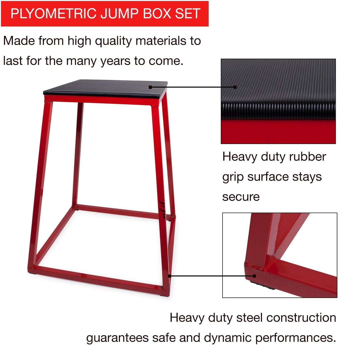 JFIT Plyometric Boxes - Made in Taiwan NO Assembly Required Single - Height Box Set and Adjustable Box Options Plyometric Platform and Jumping Agility Box for Training Conditioning Strength Training - Image 5