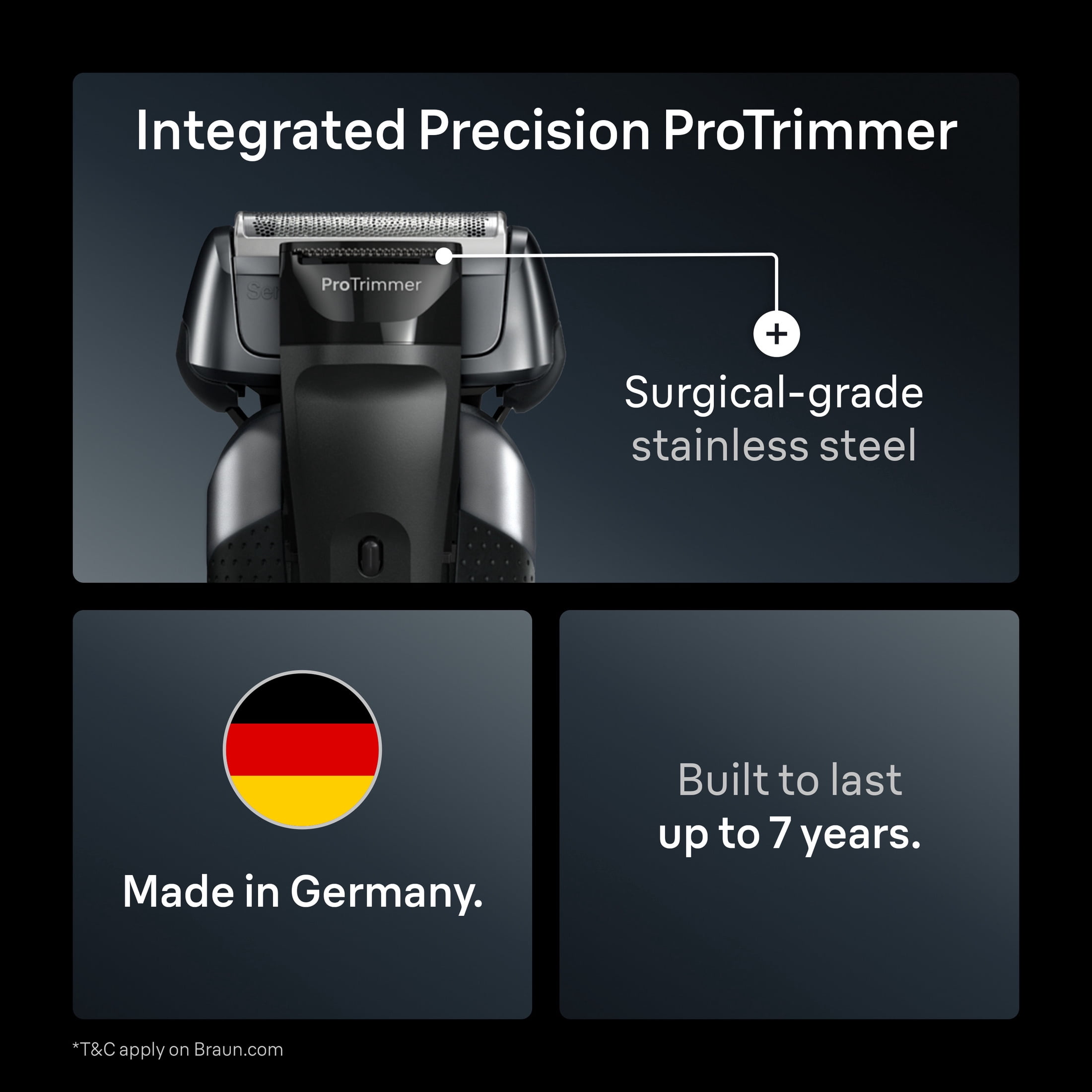 Braun Electric Shaver, Series 8 8567cc Long Hair Trimmer Wet & Dry, Galvano Silver - Image 8