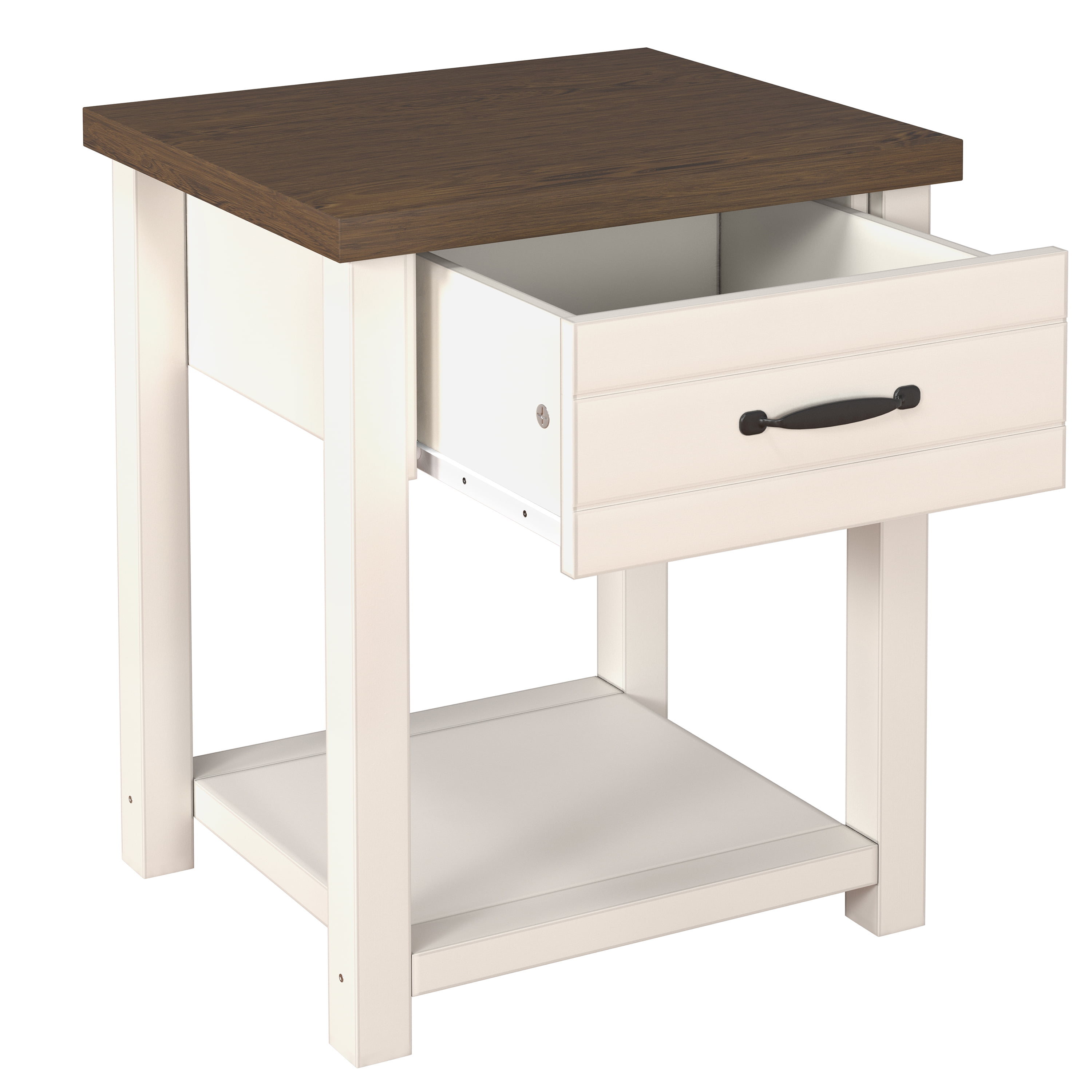 Hillsdale Lancaster Farmhouse Oak Top 1 Drawer Nightstand, Set of 2, Ivory - Image 13