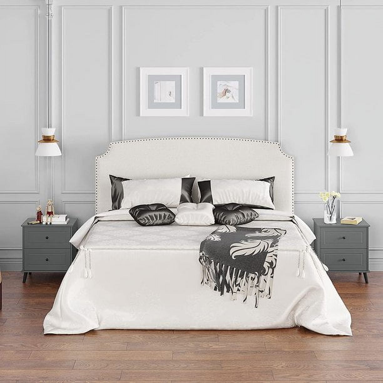 HOMEFORT Modern Wood Nightstand, Beside Table, Night Stands for Bedroom, Sofa End Table, Side Table, 2-Drawer Dresser Chest for Living Room, Gray - Image 7