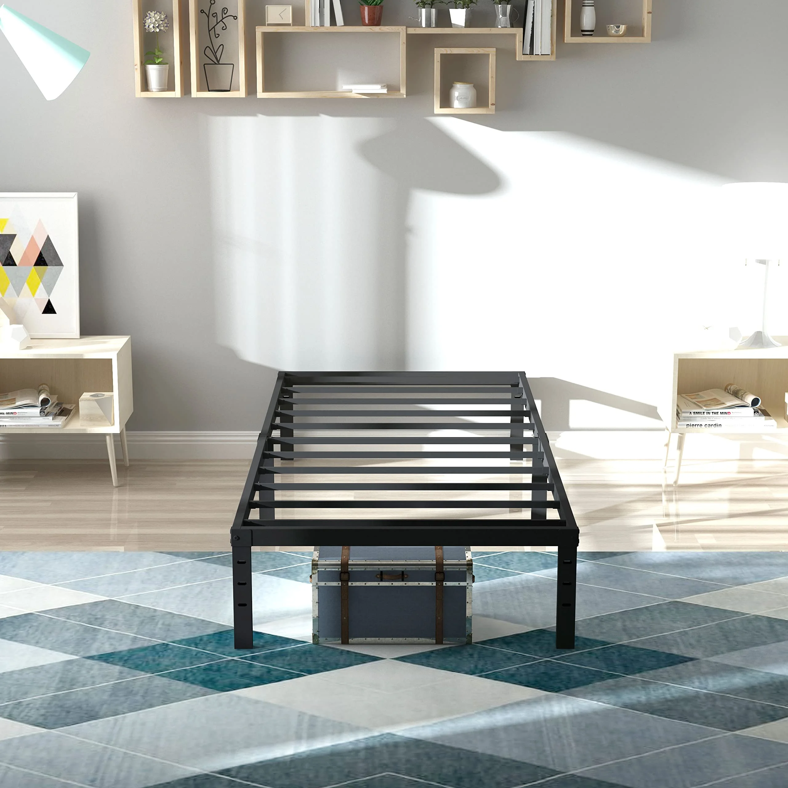 Rooflare 14'' Heavy Duty Twin Metal Platform Bed Frame for Adult,Black - Image 2