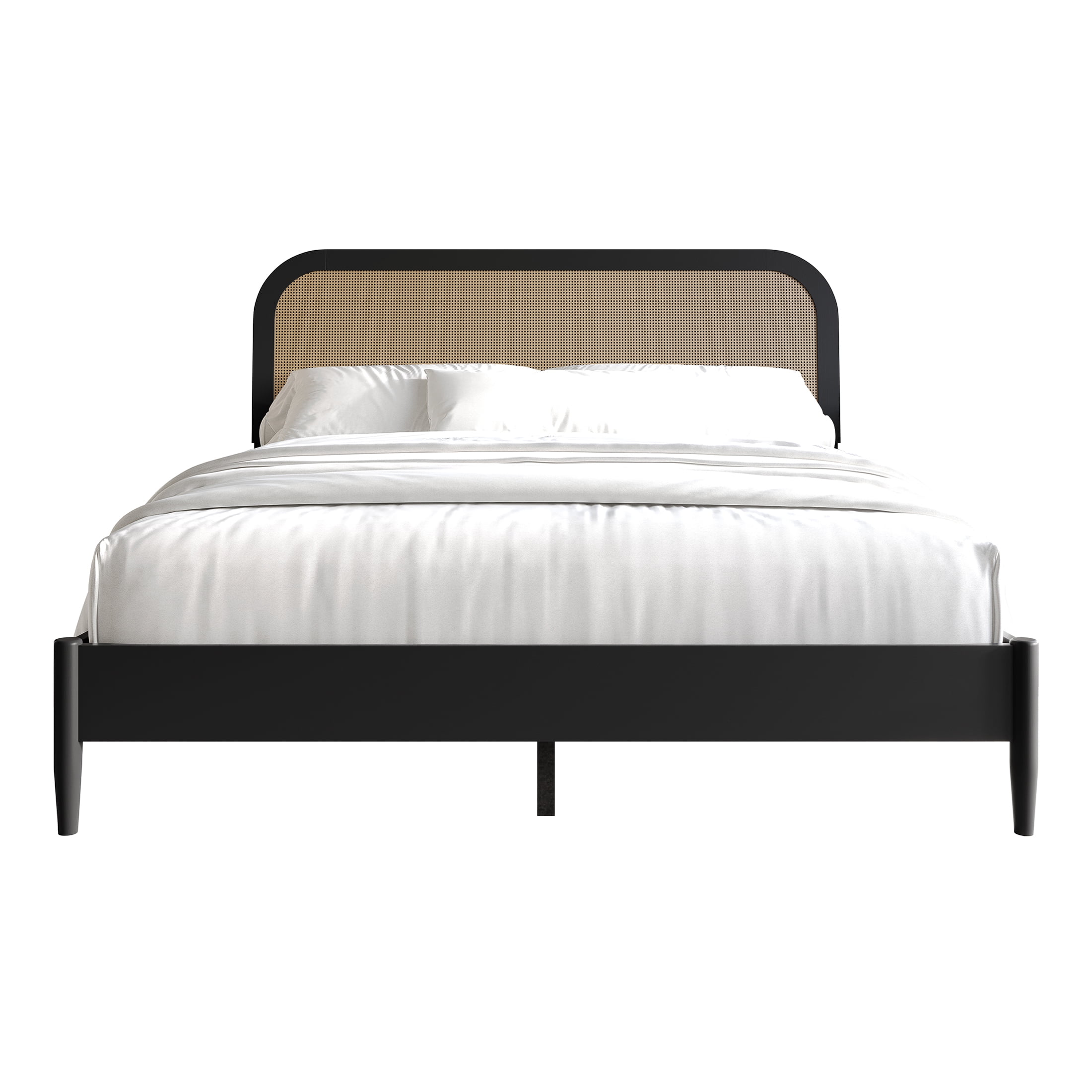 Castle Place Rattan Wooden Twin Platform Bed, Black - Image 4
