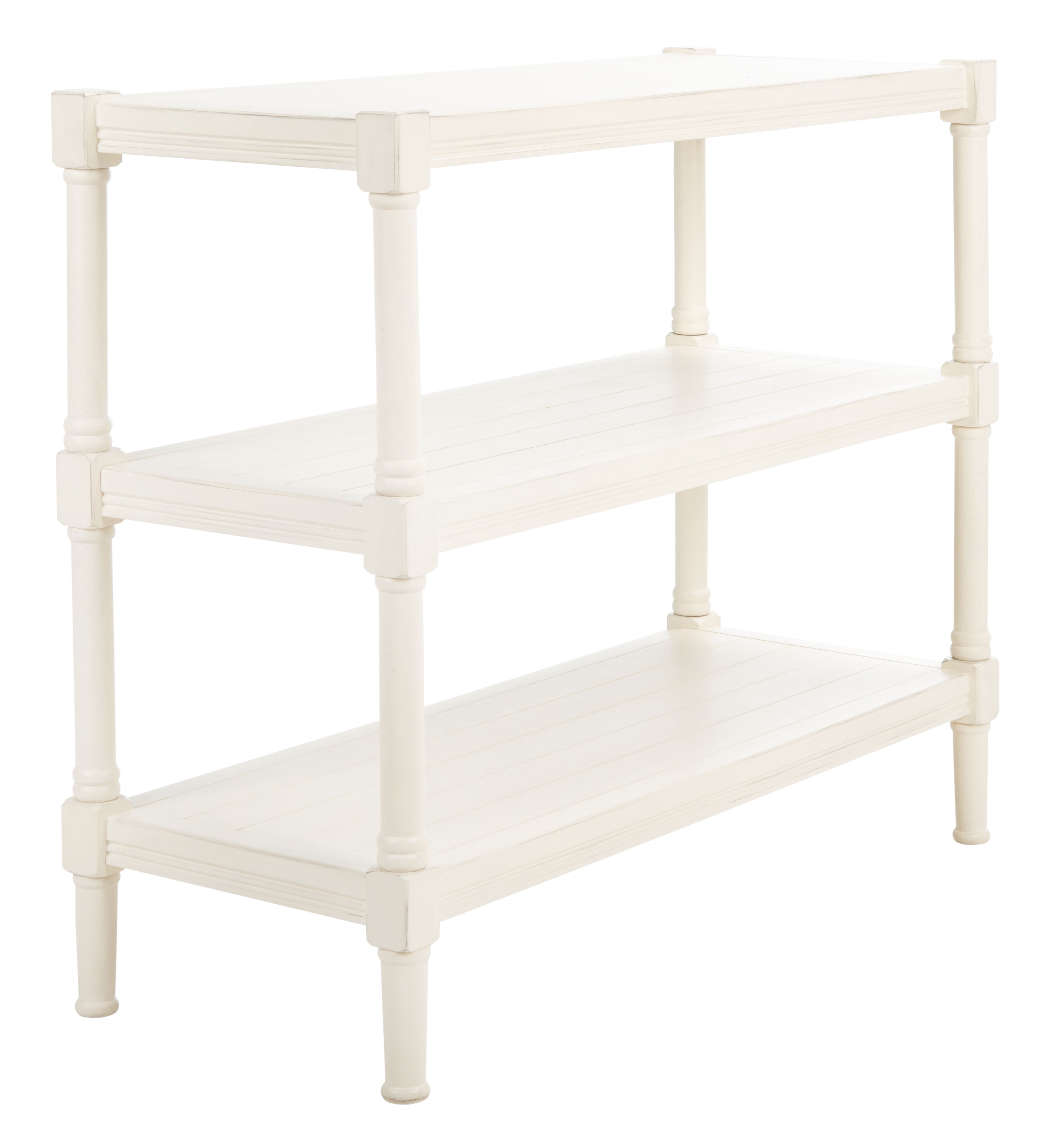 SAFAVIEH Rafiki Distressed White Wood Console Table with Shelf (33.8 in. W x 13.8 in. D x 29.5 in. H) - Image 3