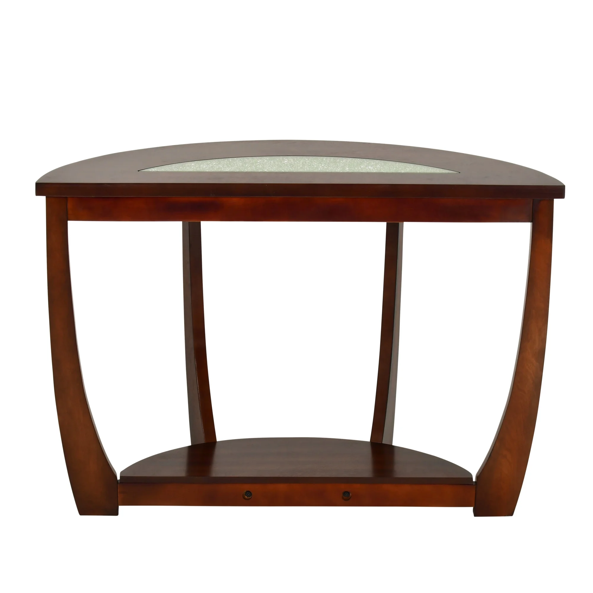 Rafael Sofa Table in Cherry Finish Wood with Cracked Glass Insert - Image 2