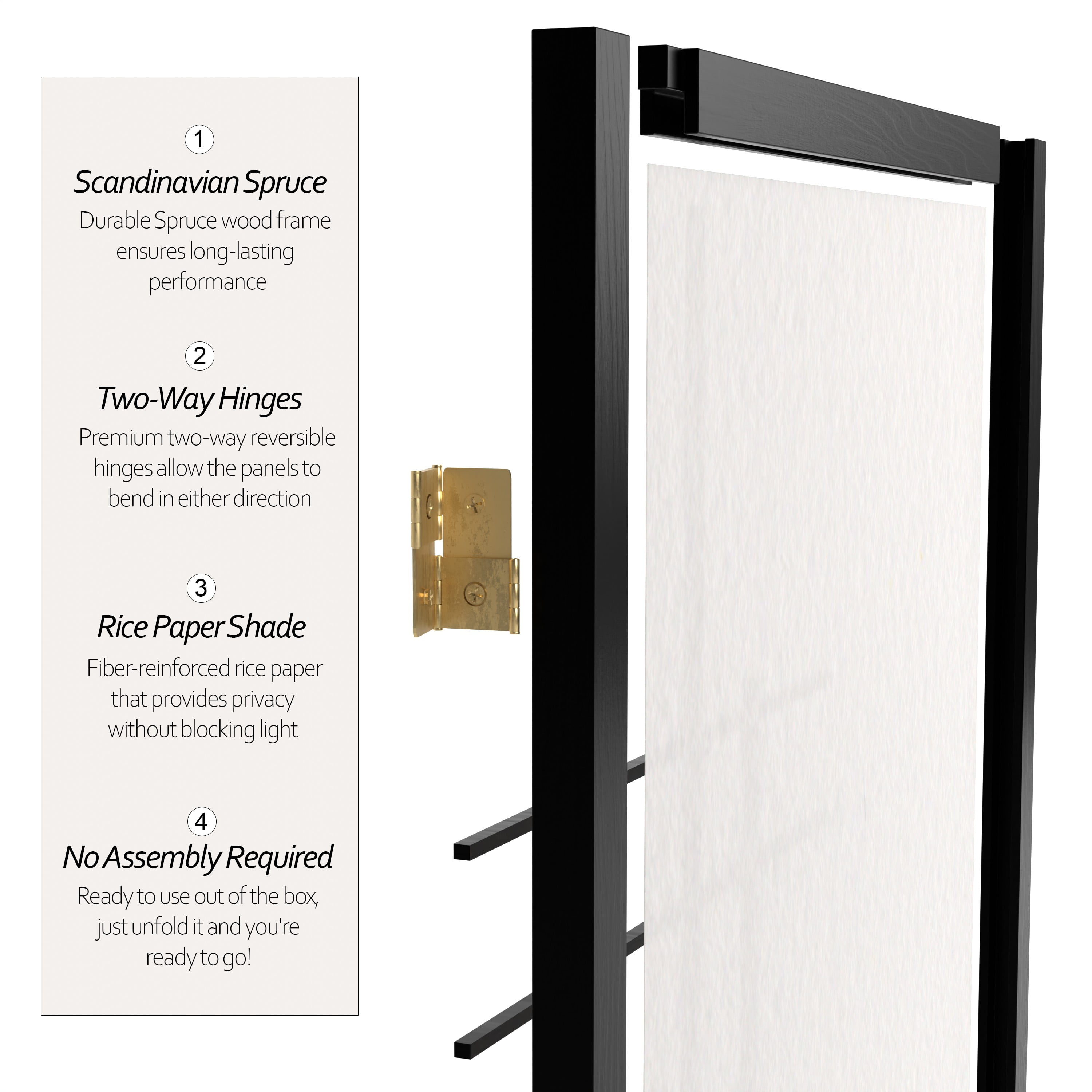 Red Lantern 6 ft. Tall Eudes Shoji Screen - Black - 5 Panels - Image 3