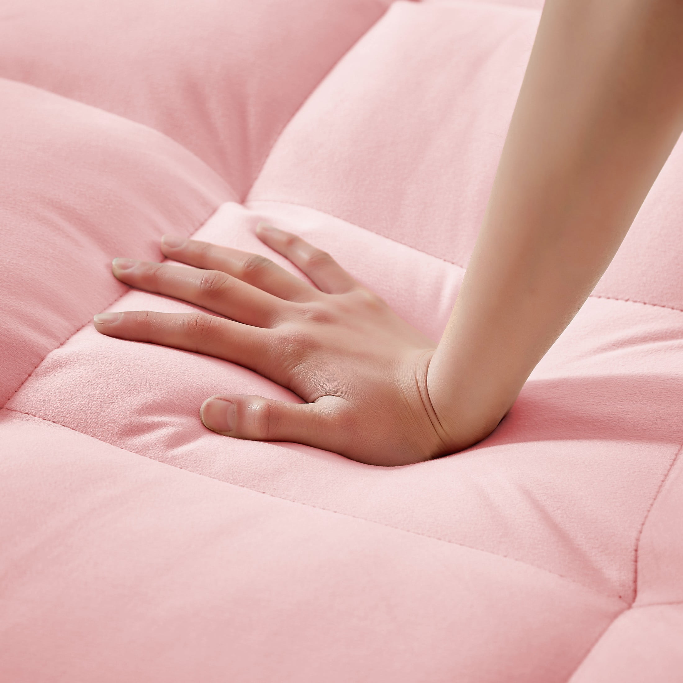 Aukfa Convertible Sleeper Chair Bed with USB Port, Cup Holder and Swivel Phone Holder, Pull Out Sofa Chair for Living Room/Bedroom/Small Space, Pink - Image 7