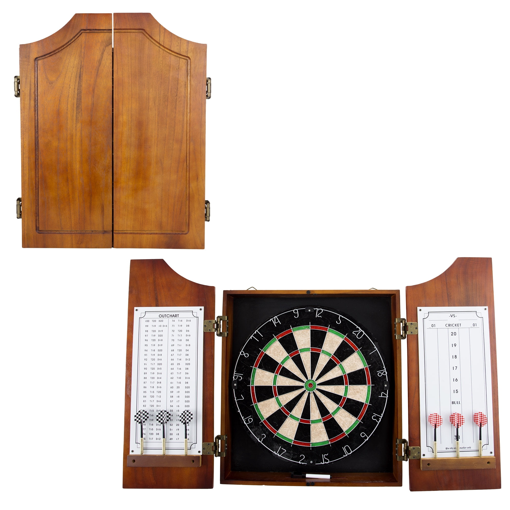 Trademark Games Professional Style Beveled Wood Dart Cabinet with Board and Darts - Image 6