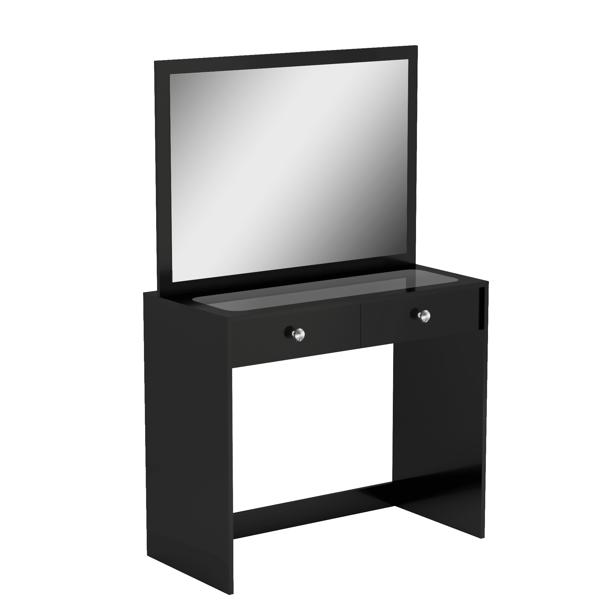Ember Interiors Carly Black Makeup Vanity Desk with Mirror for Women & Teens - Image 2