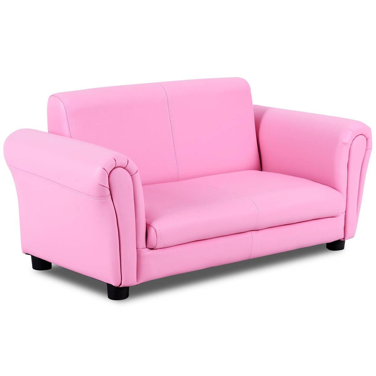 Costway Pink Kids Sofa Armrest Chair Couch Lounge Children Birthday Gift w/ Ottoman - Image 12