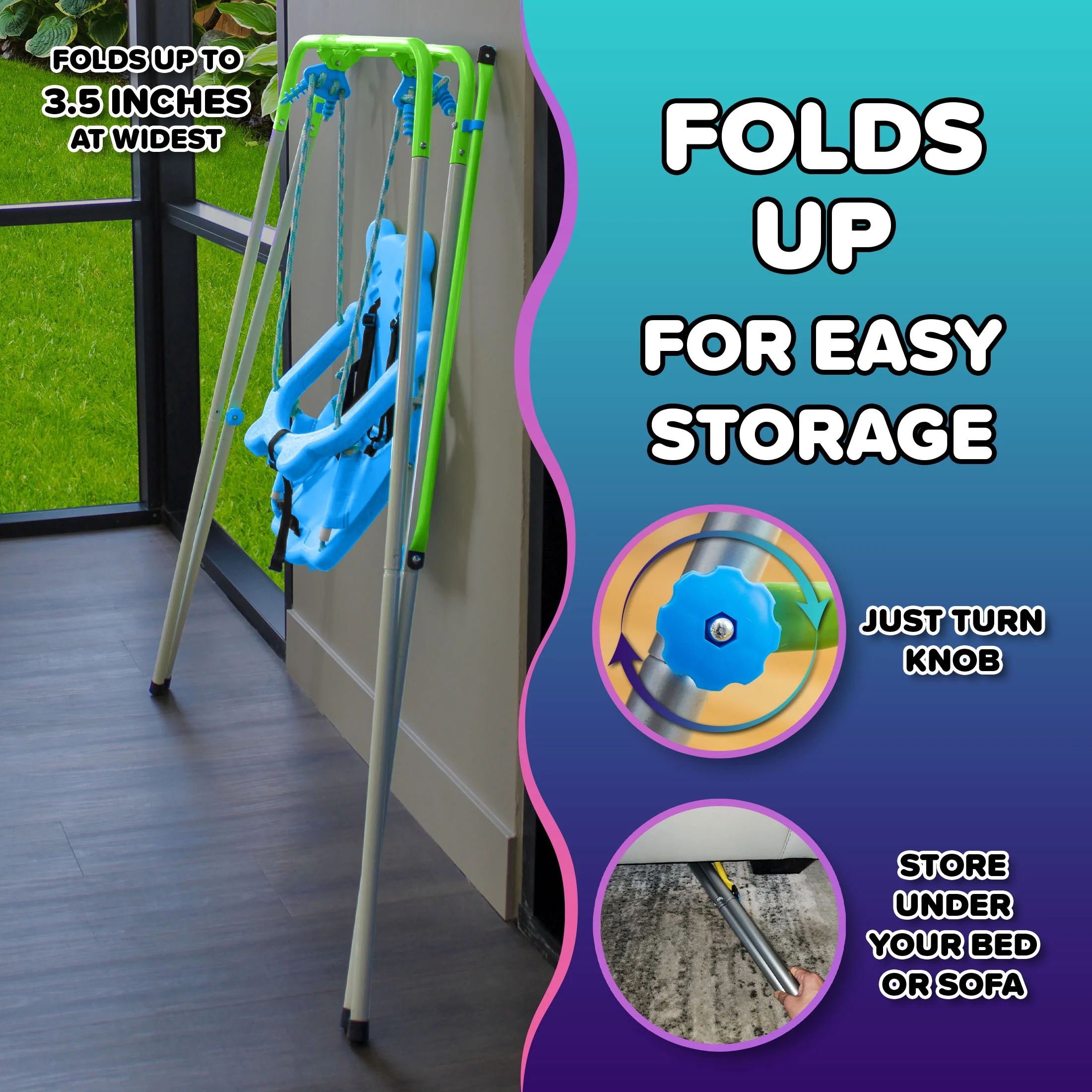 Sportspower My 1st Toddler Swing Indoor & Outdoor Backyard Play Structure with Safety Harness & Foldable Frame for 9-36 Months - Image 2