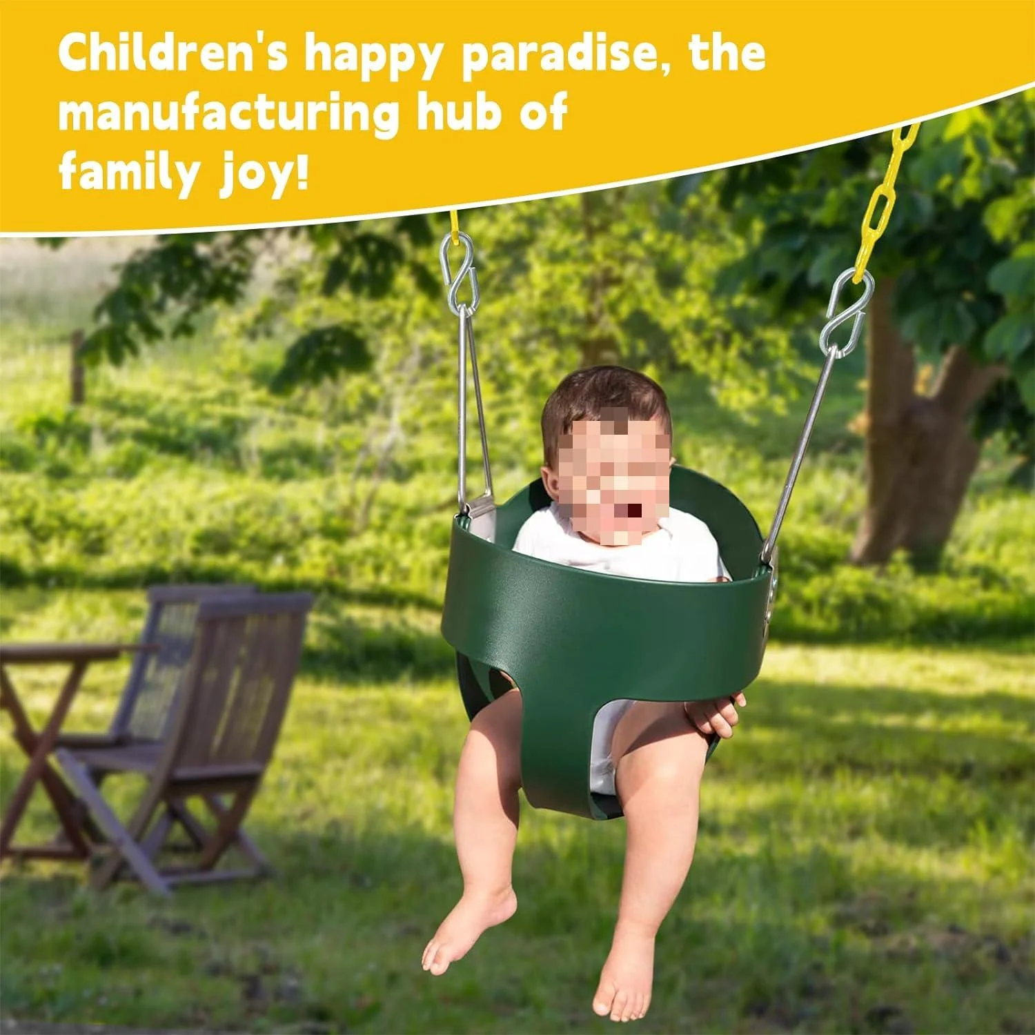 EOTVIA Toddler Swing, Heavy Duty High Back Full Bucket Toddler Swing Seat with Coated Chains, Green Baby Swing Outdoor Swing Set Accessories for Backyard Ourdoor Indoor, Easy Install,Support 330lbs - Image 2